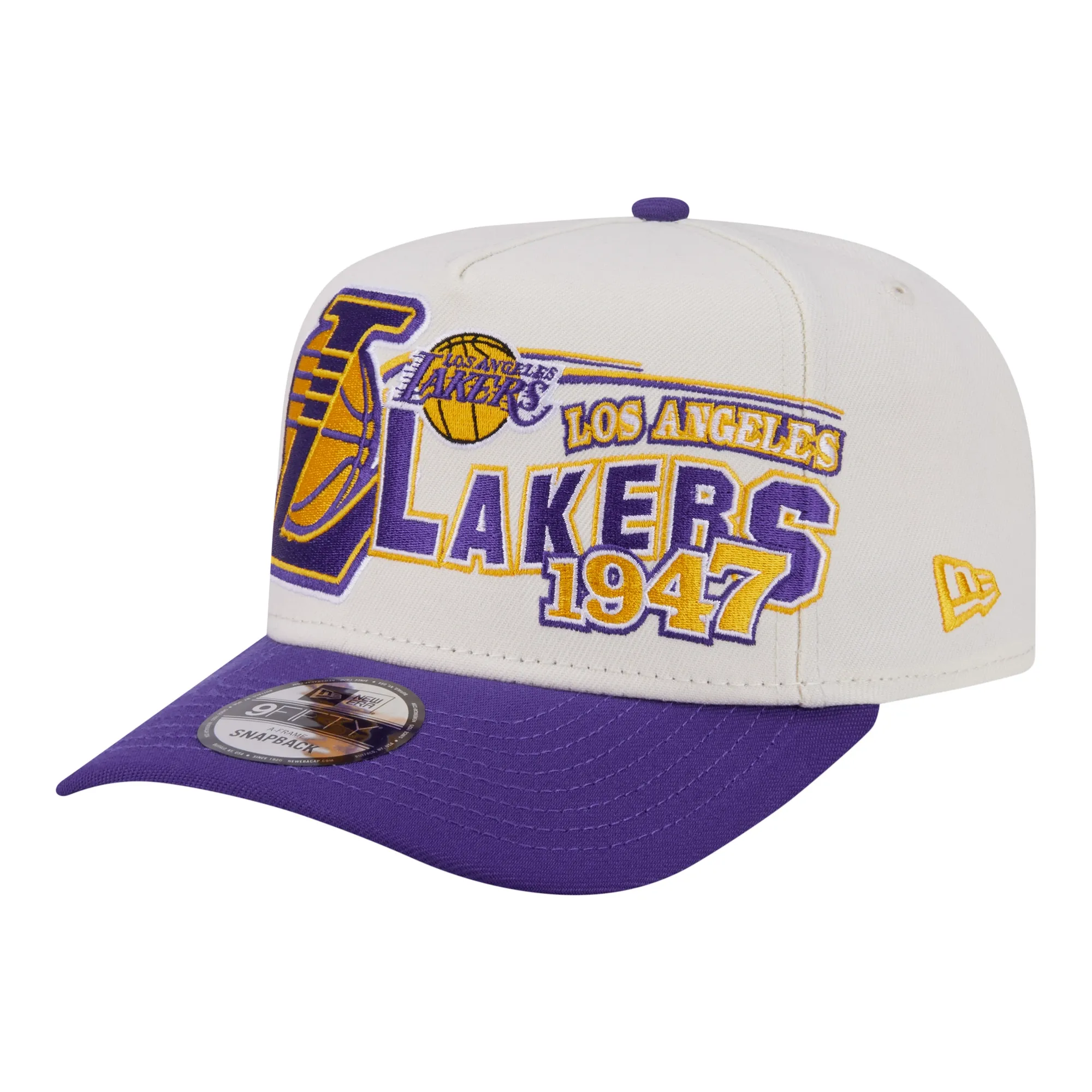 LA Lakers NBA Classic White 9FIFTY A-Frame Snapback Adjustable Cap New Era Cap adult unisex