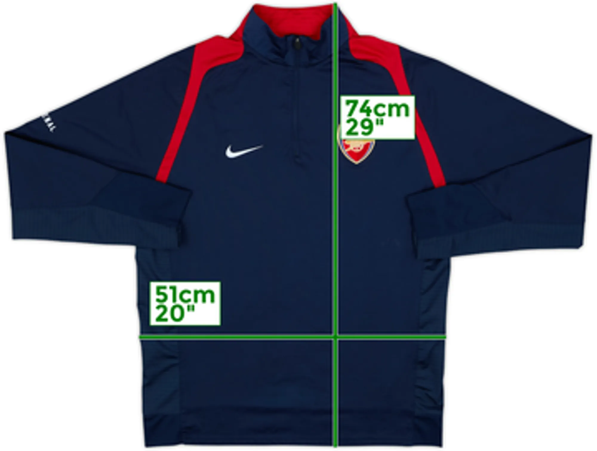 2006-07 Arsenal Nike 1/4 Zip Training Top - 8/10 - (M)