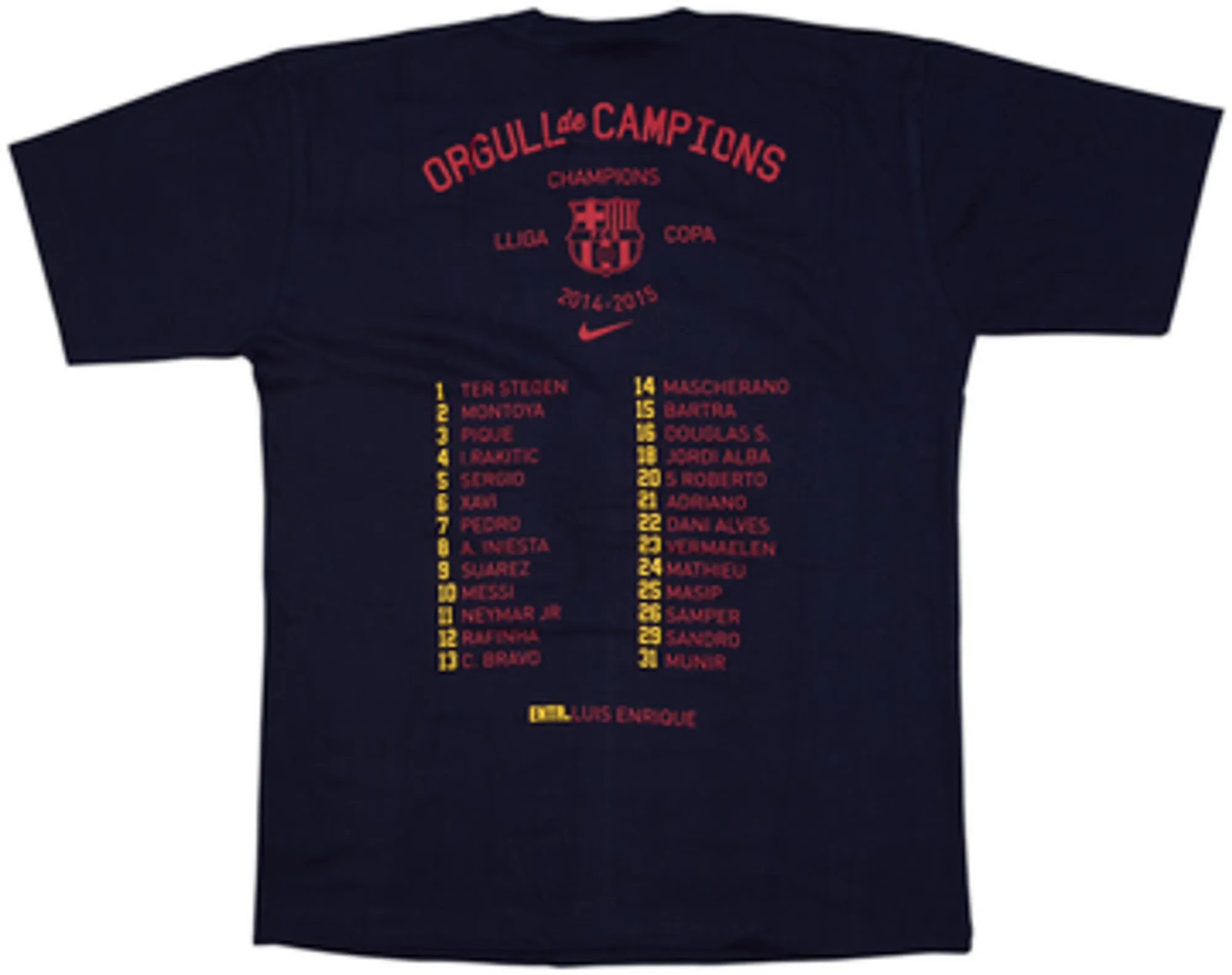 2014-15 Barcelona Nike Treble 'Champions' Graphic Tee (XL)