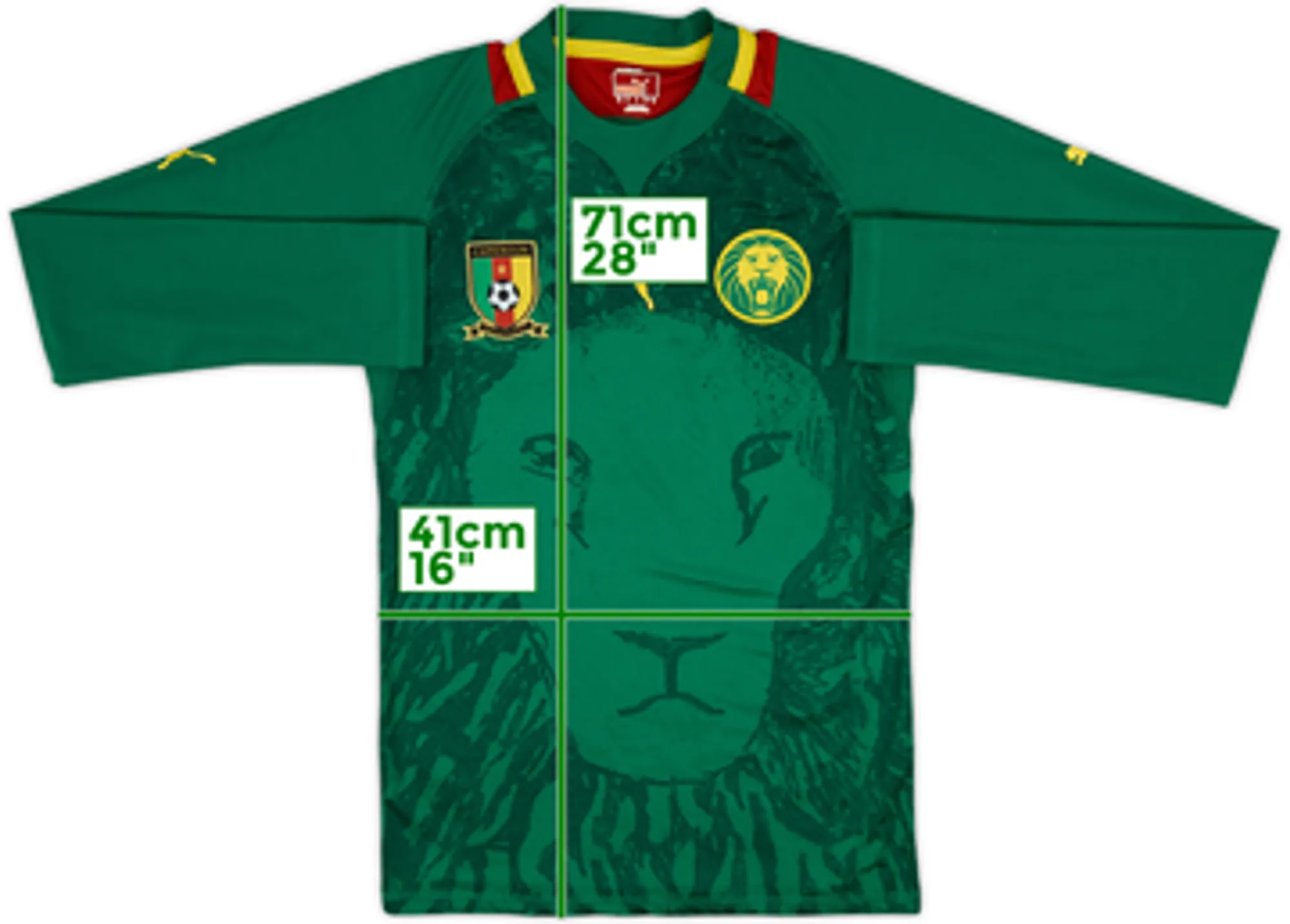 2012-14 Cameroon Player Issue Home L/S Shirt - 8/10 - (L)