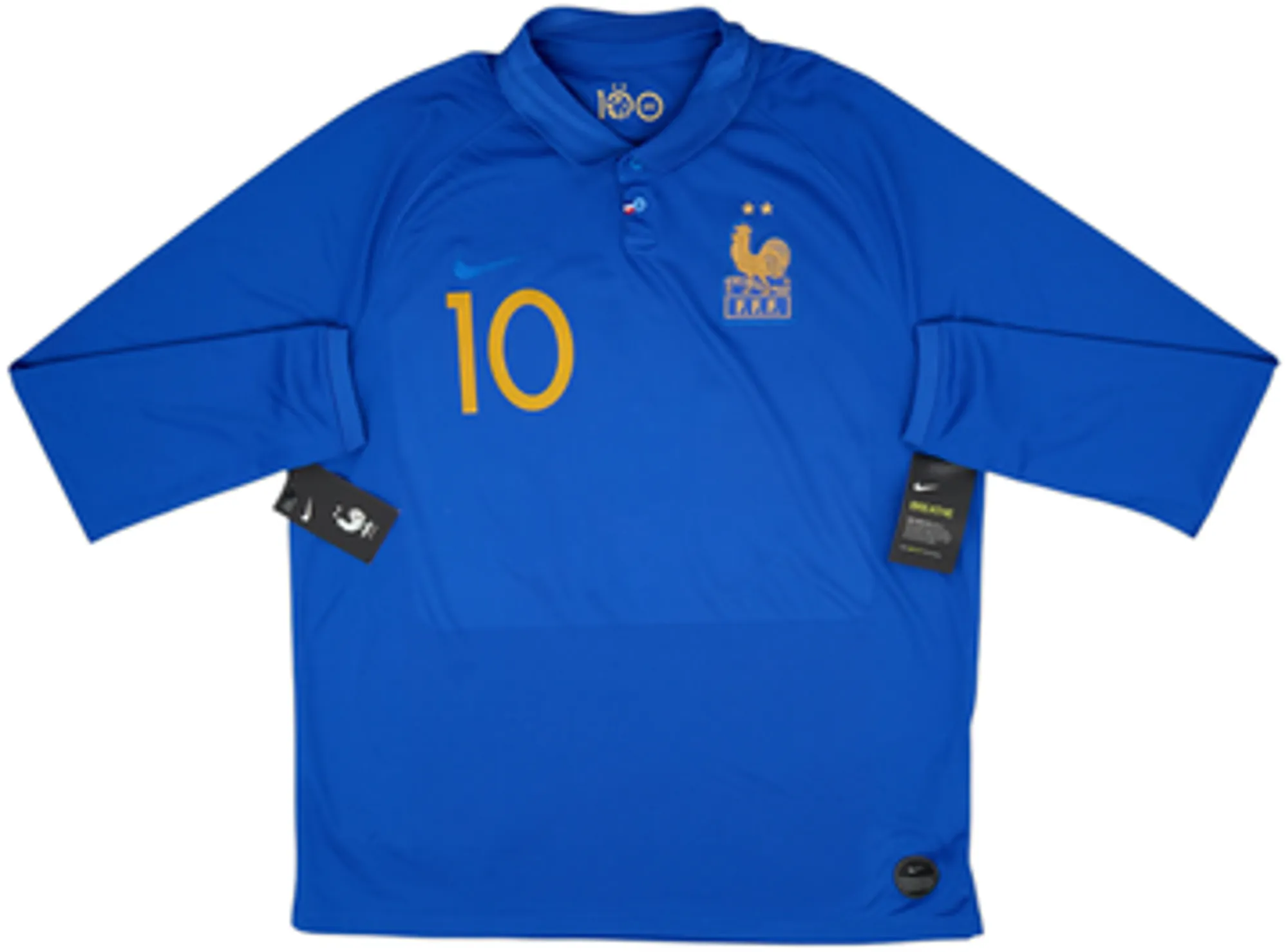 2019 France Centenary Home L/S Shirt Mbappe #10 (XL)