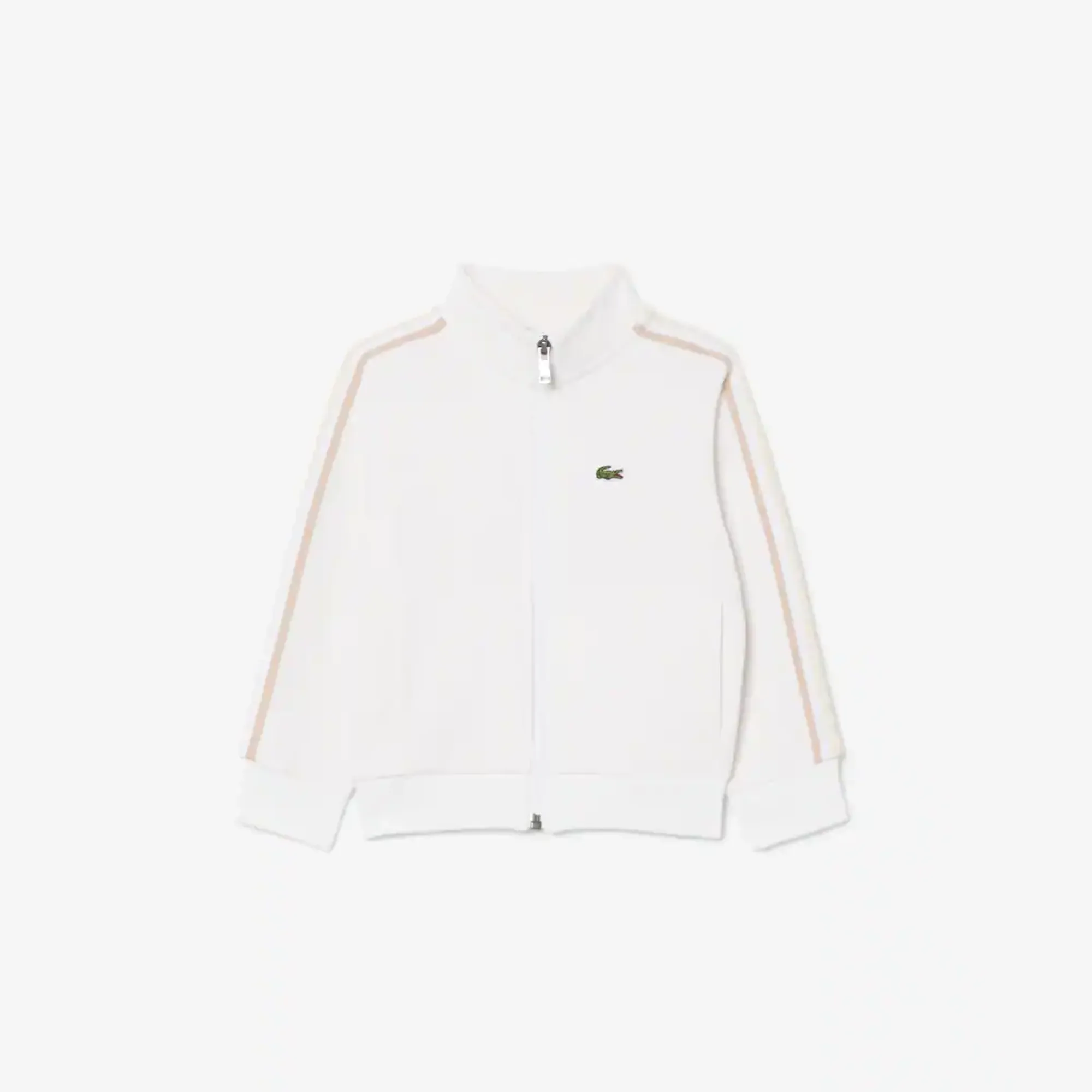 Lacoste Unisex High Neck Zipped Monogram Sweatshirt - White