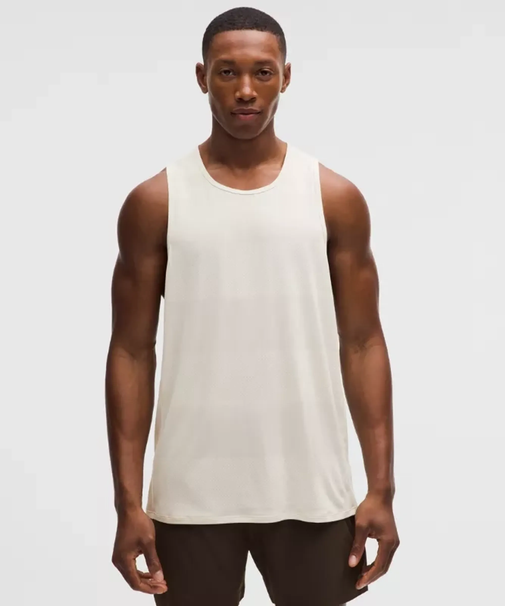 lululemon – Men's Fast and Free Tank Top Perforated Stripe – Color White – Size Large