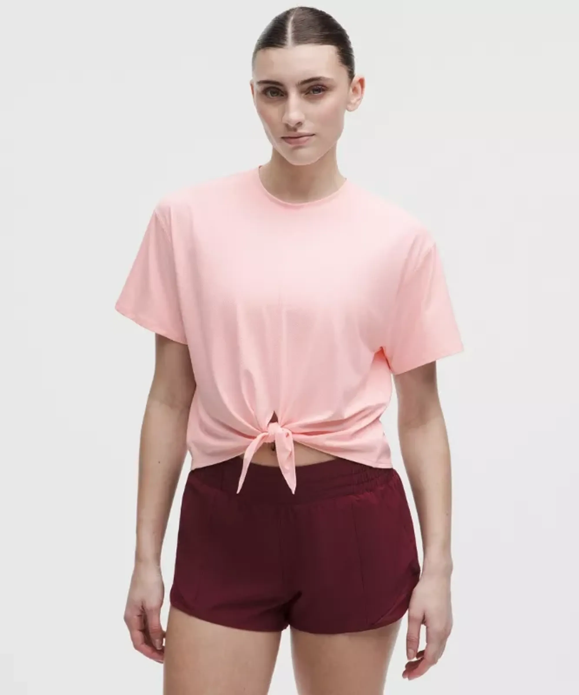 lululemon – Women's All-Sport Tie-Front Short-Sleeve Shirt – Color Pink – Size Large