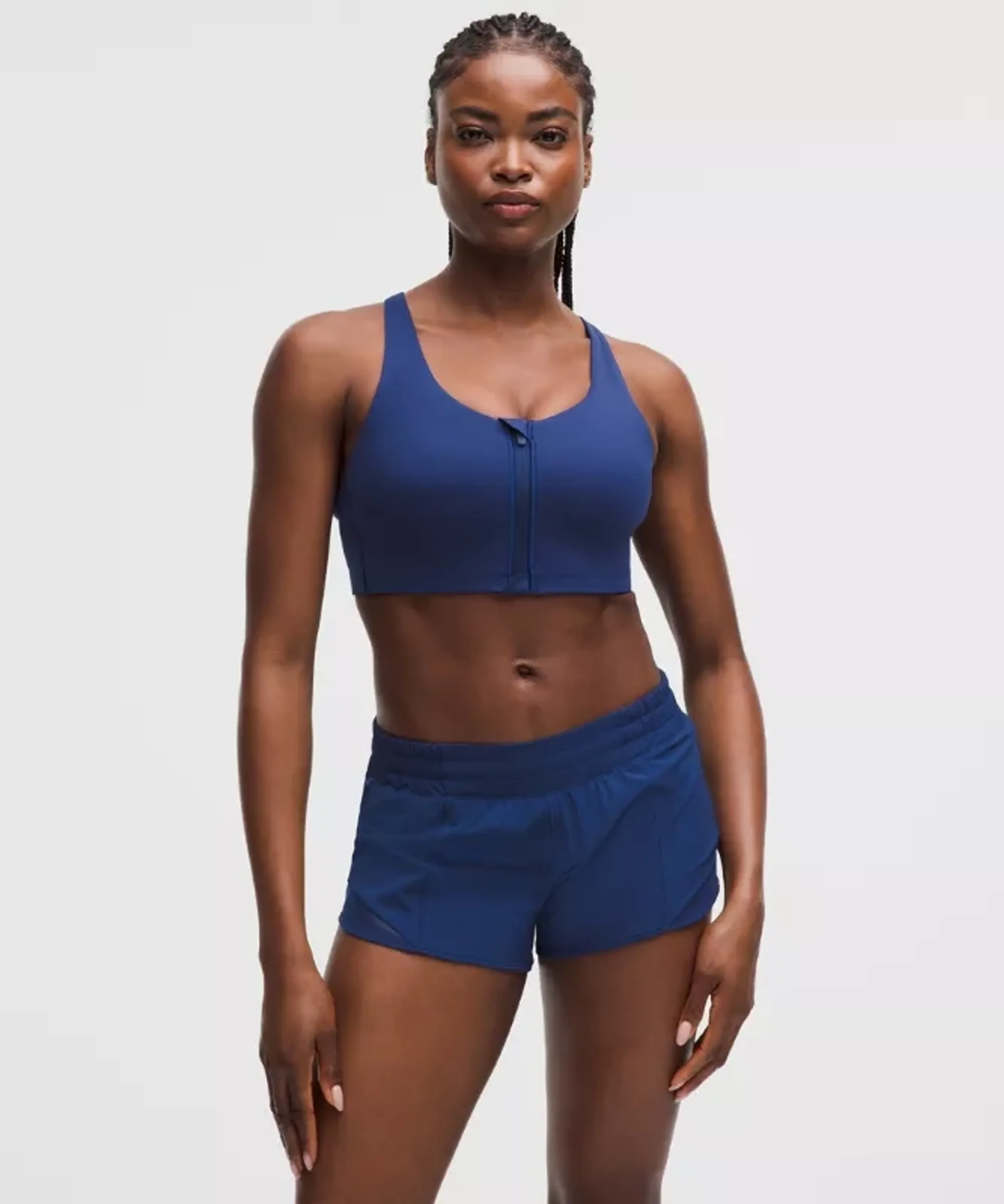 lululemon – Women's Energy Zip-Front Sports Bra High-Support, B-G Cups – Color Blue – Size 32B