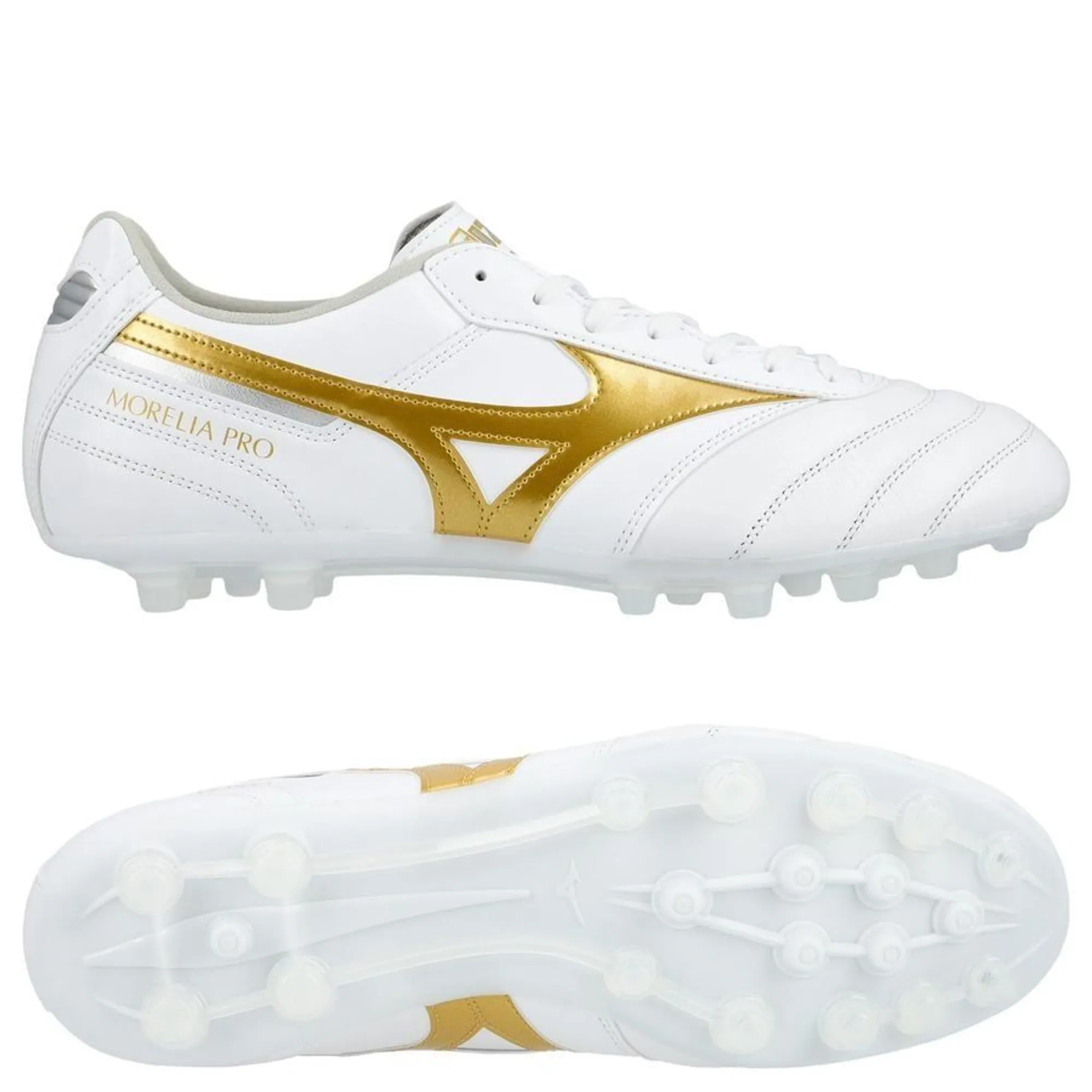 Mizuno Morelia II Pro AG White Football Gold Galaxy Silver