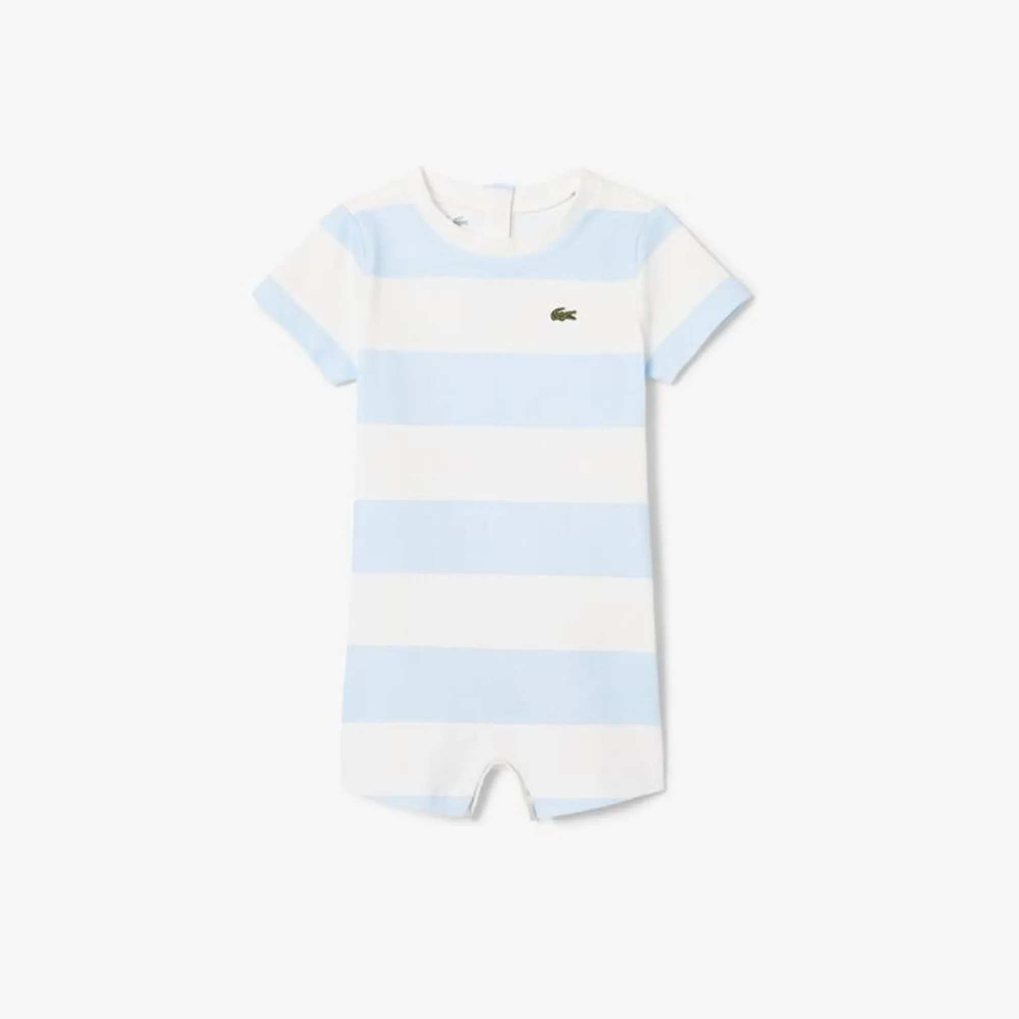 Lacoste Infants' Striped Interlock Onesie - Light Blue