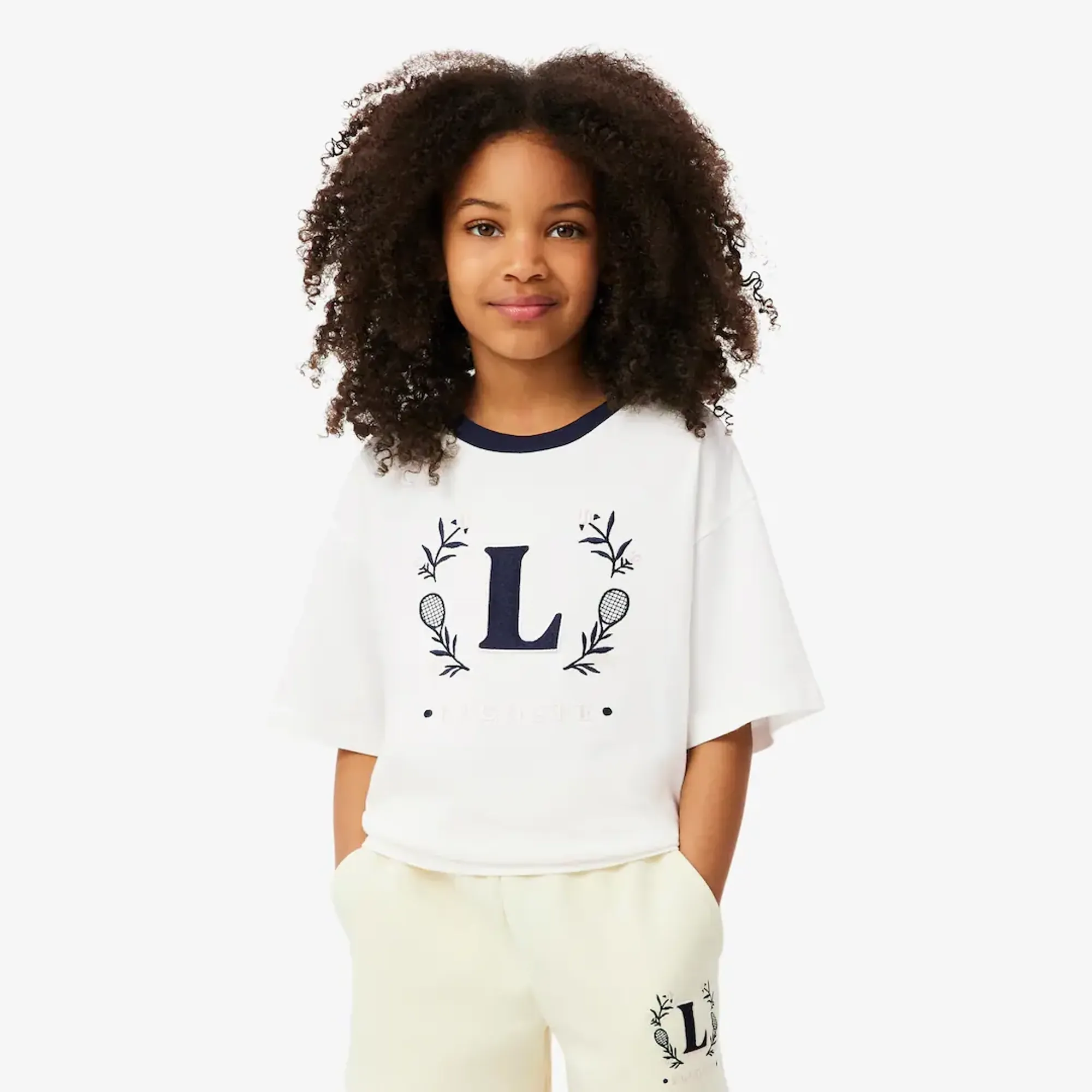 Lacoste Contrast Badge Cotton T-shirt - White