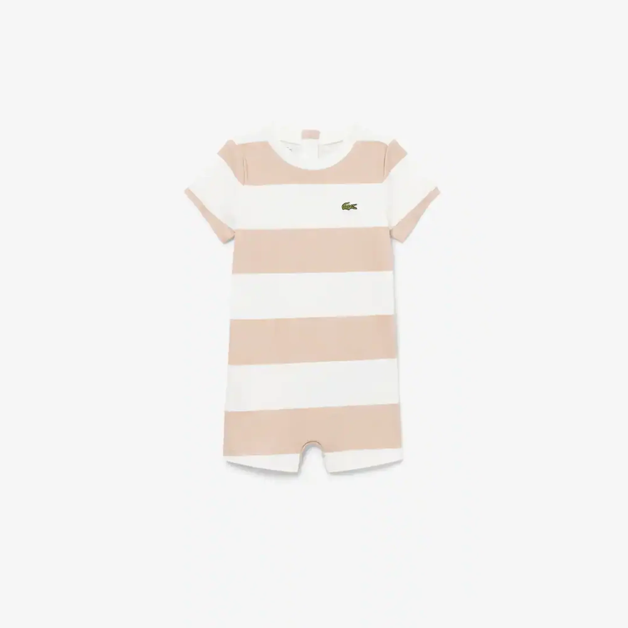 Lacoste Newborn Striped Interlock Onesie - Beige