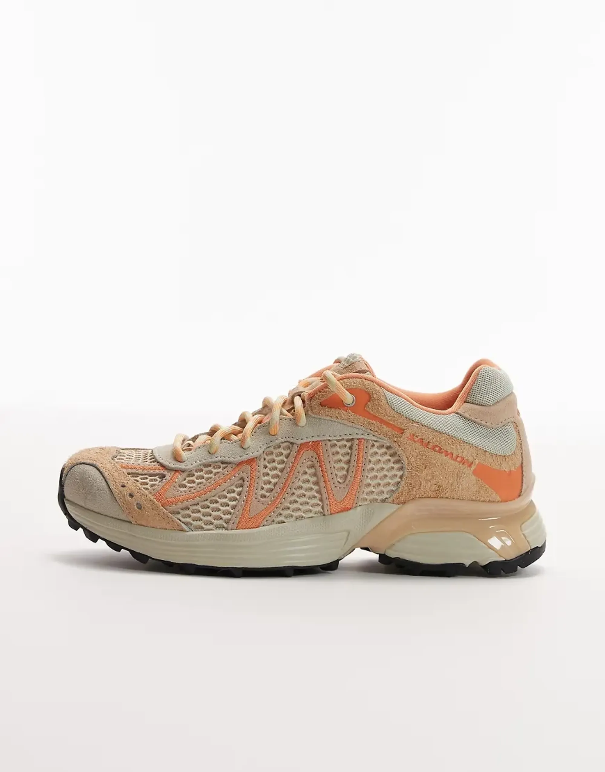 Salomon Xt-Whisper Embroidery Trainers In Almond Cream And Nectarine-Orange