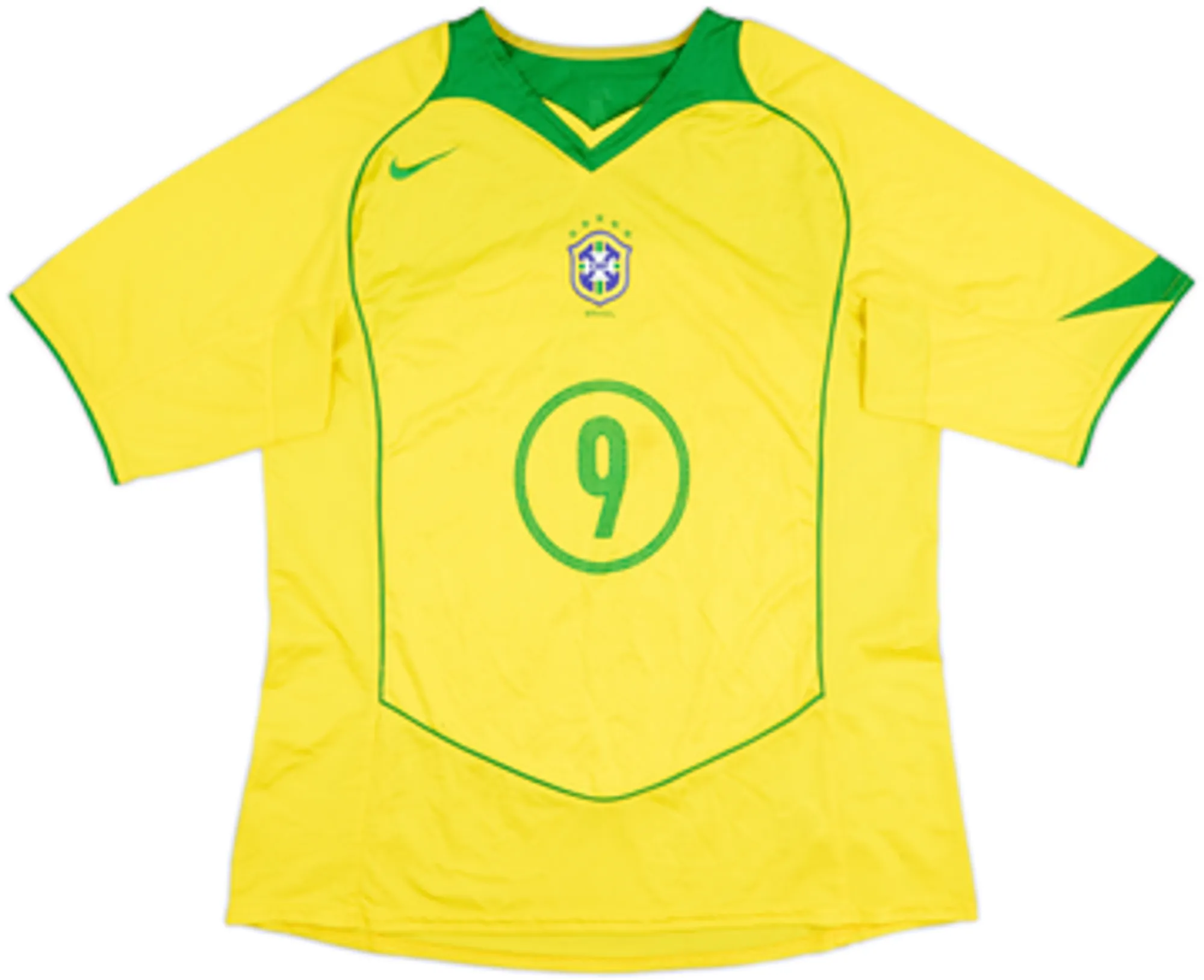 2004-06 Brazil Home Shirt Ronaldo #9 - 6/10 - (L)