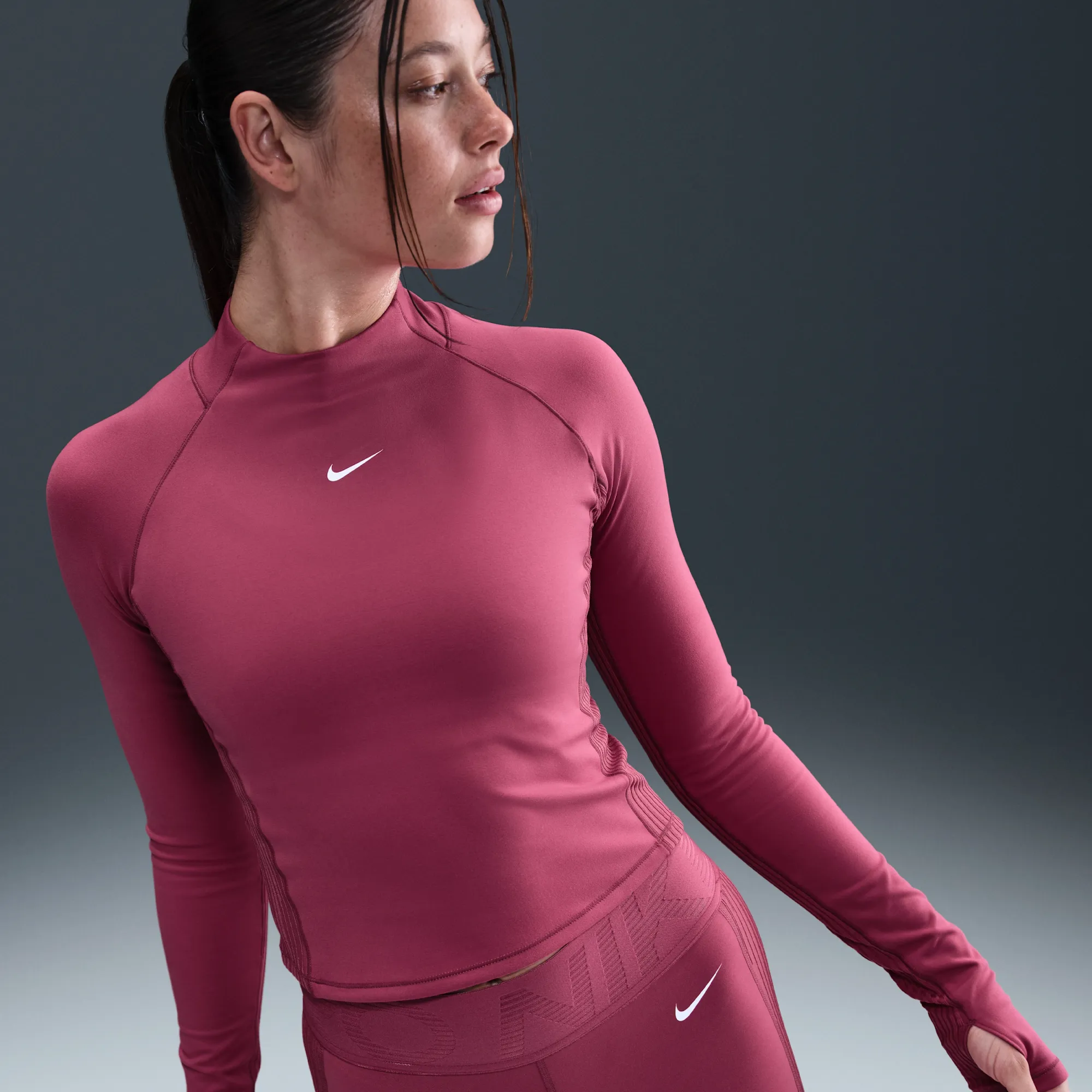 Nike Pro Women's Dri-FIT Long-Sleeve Top - Purple - Polyester/Elastane