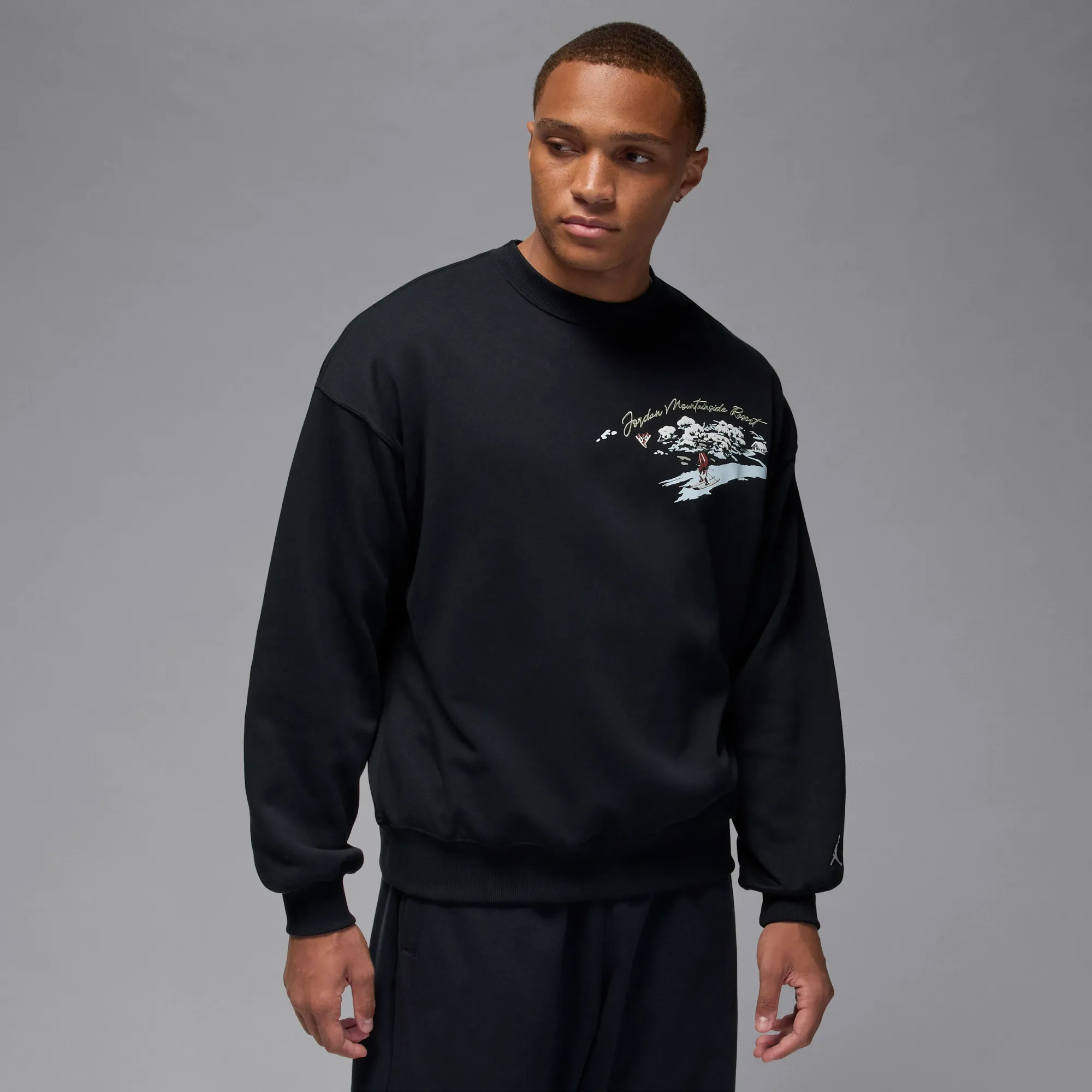 Nike Jordan Brooklyn Fleece Men's Crew-Neck Sweatshirt - Black - Cotton/Polyester