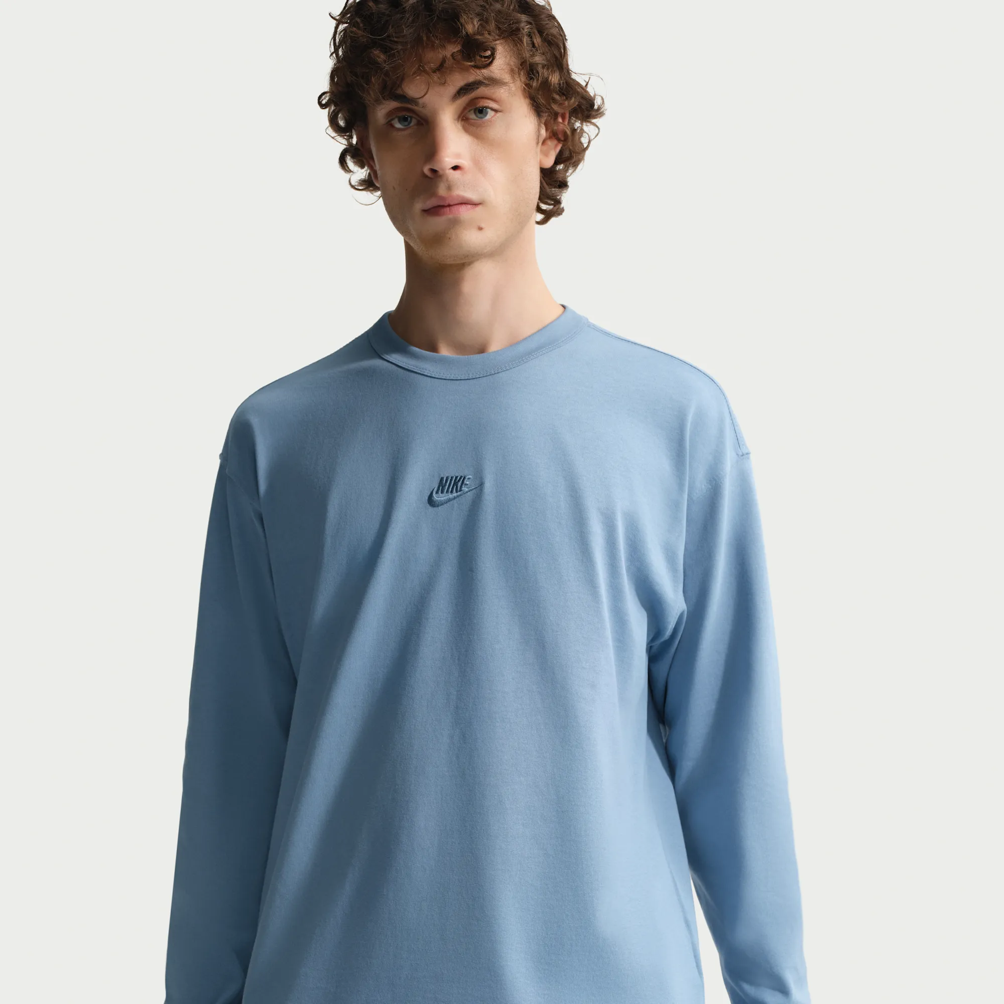 Nike Premium Essentials Men's Long-Sleeve T-Shirt - Blue - Cotton
