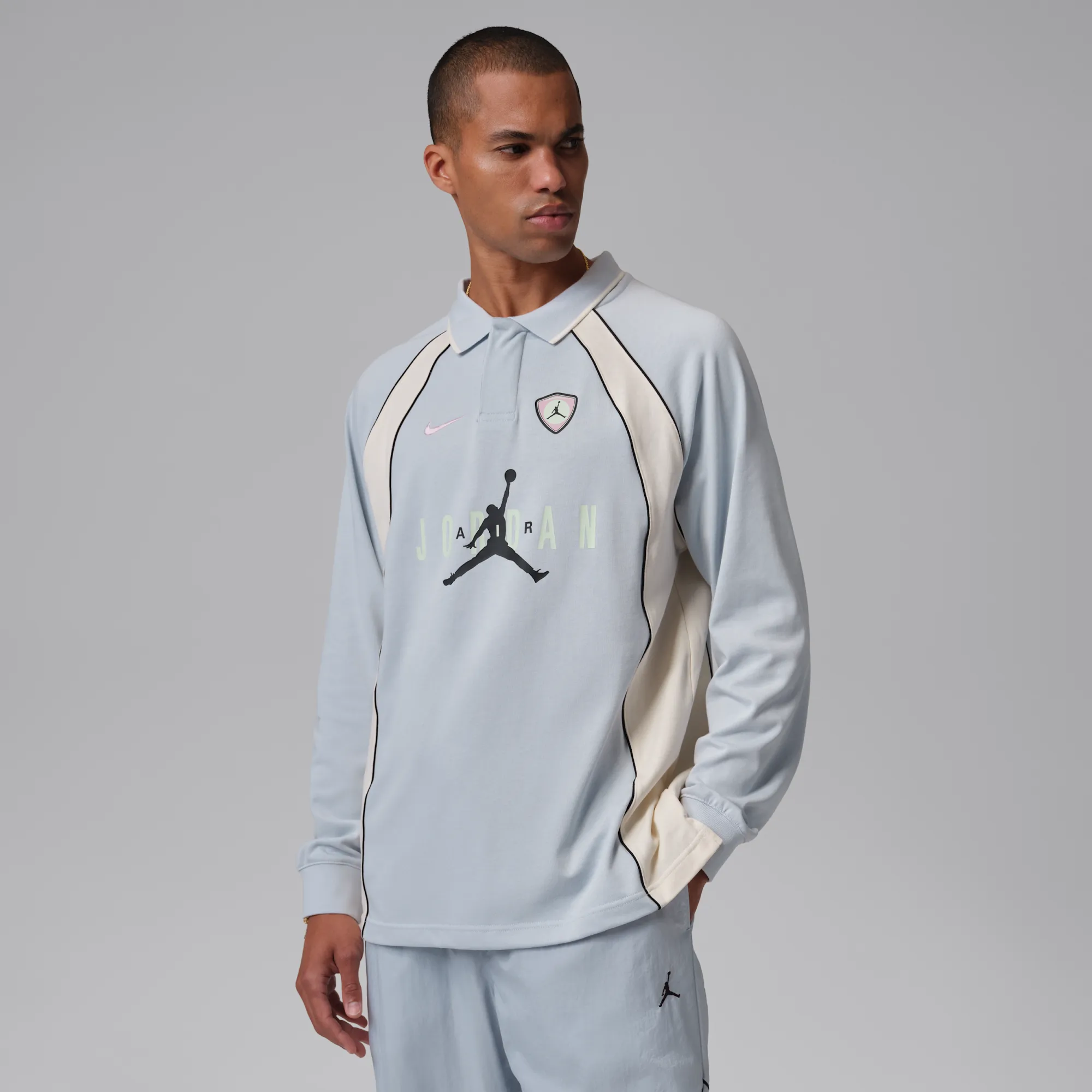 Nike Jordan Flight Men's Long-Sleeve Polo Jersey - Blue