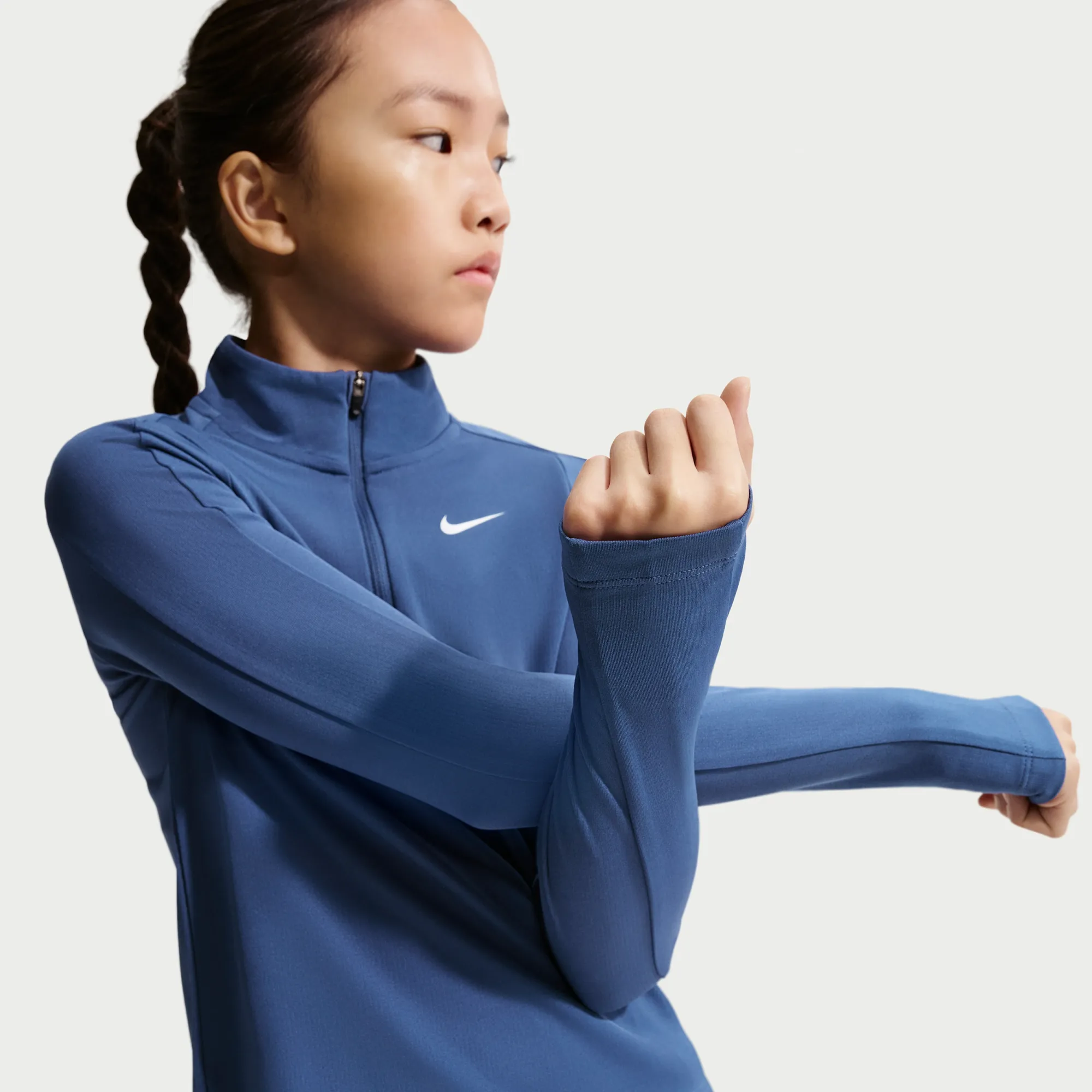 Nike Girls' Dri-FIT Long-Sleeve 1/4-Zip Top - Blue - Polyester