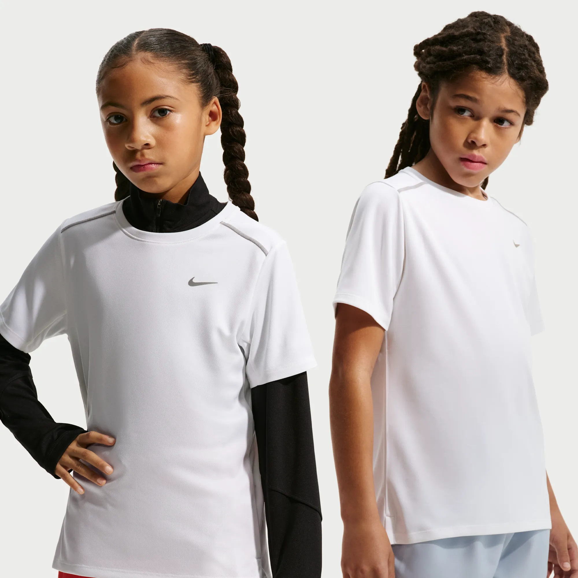 Nike Miler Older Kids' Dri-FIT Short-Sleeve Top - White - Polyester