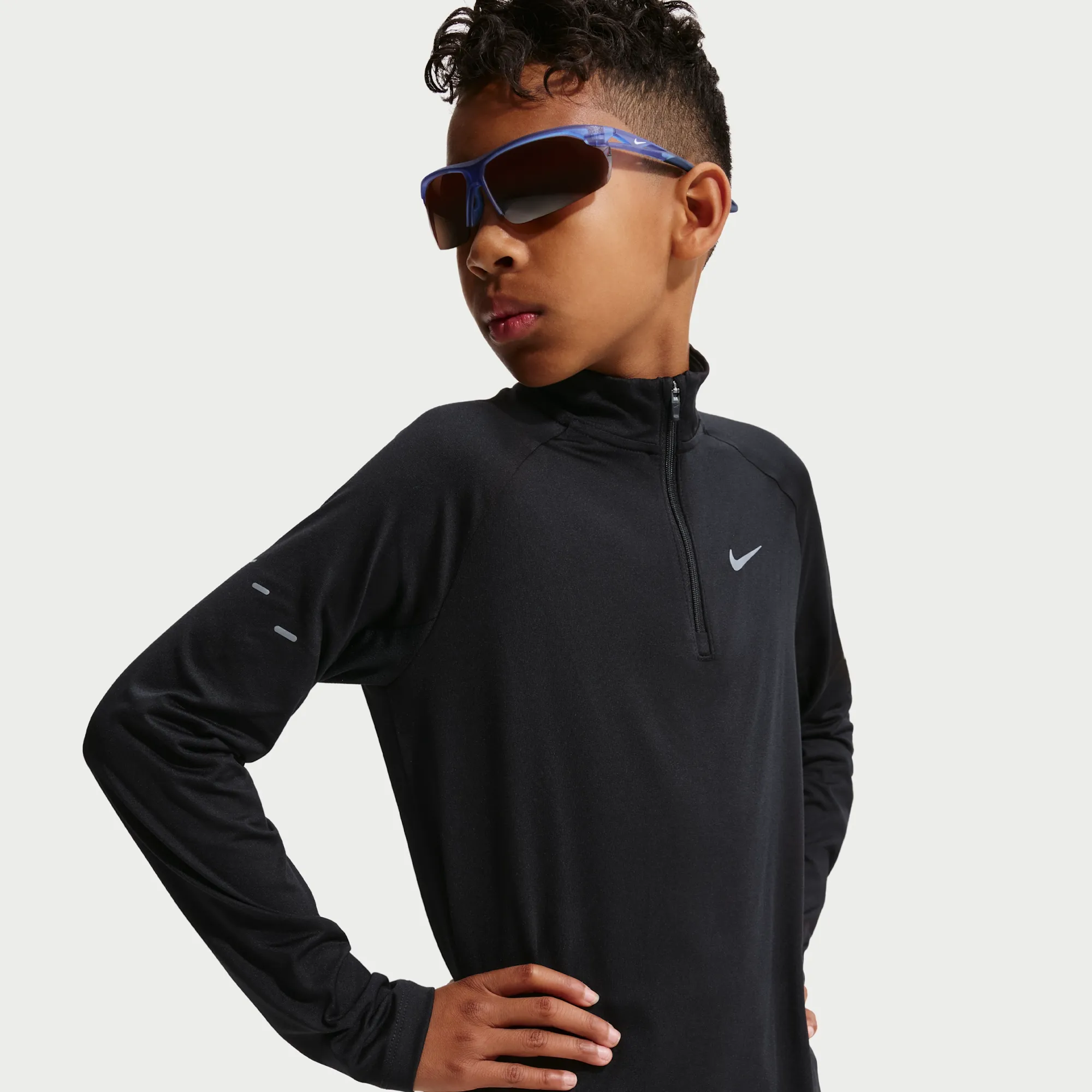 Nike Stride Kids' Dri-FIT 1/2-Zip Top - Black - Polyester/Elastane