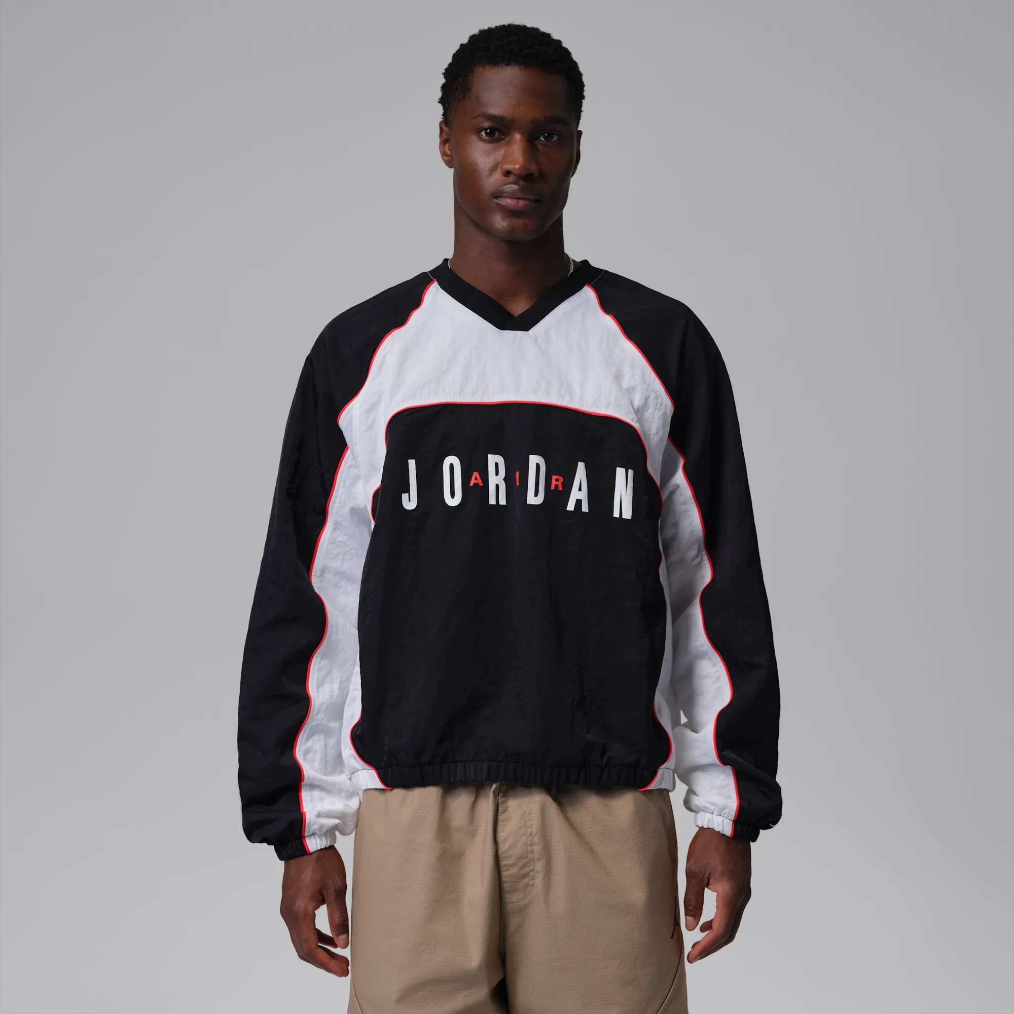 Nike Jordan Flight Men's Long-Sleeve Warm-Up Top - Black - Nylon