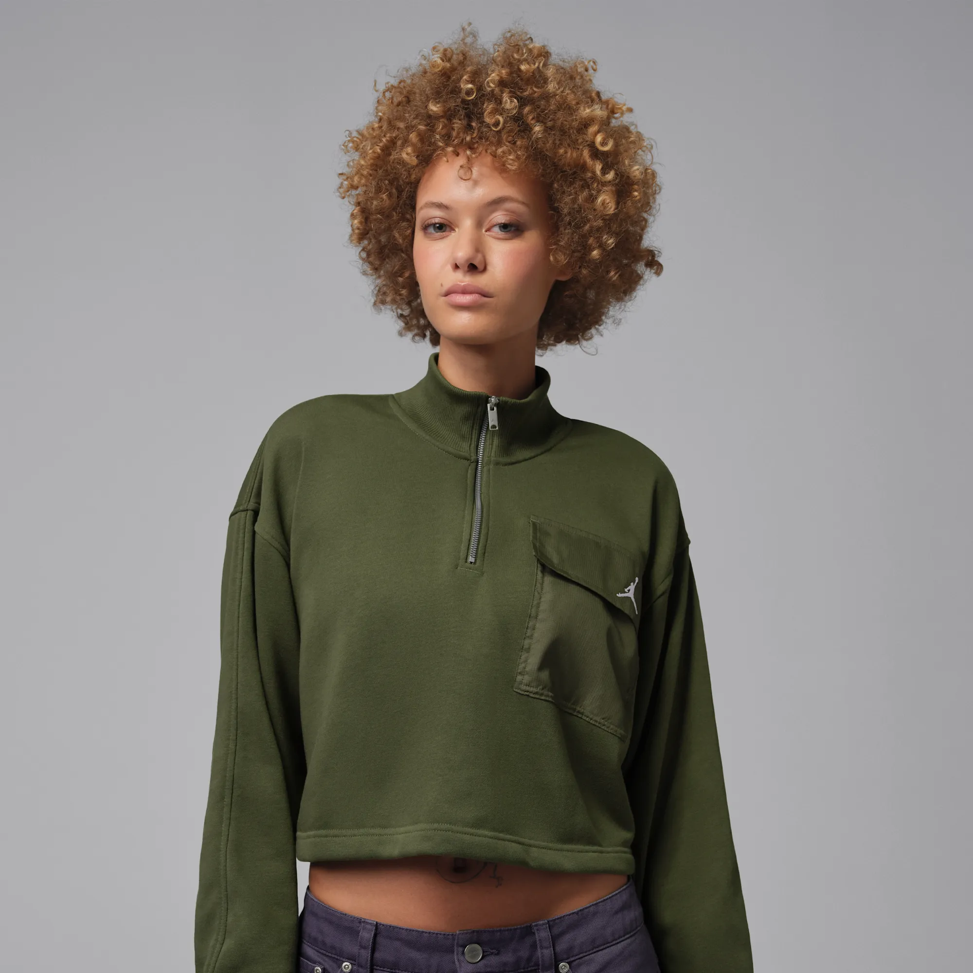 Nike Jordan Brooklyn Fleece Women's 1/4-Zip Hike Mike Top - Green - Fleece