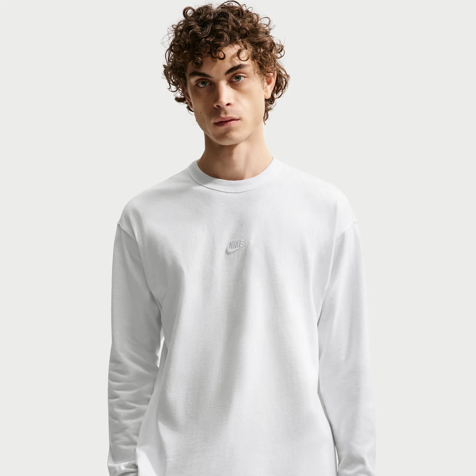 Nike Premium Essentials Men's Long-Sleeve T-Shirt - White - Cotton