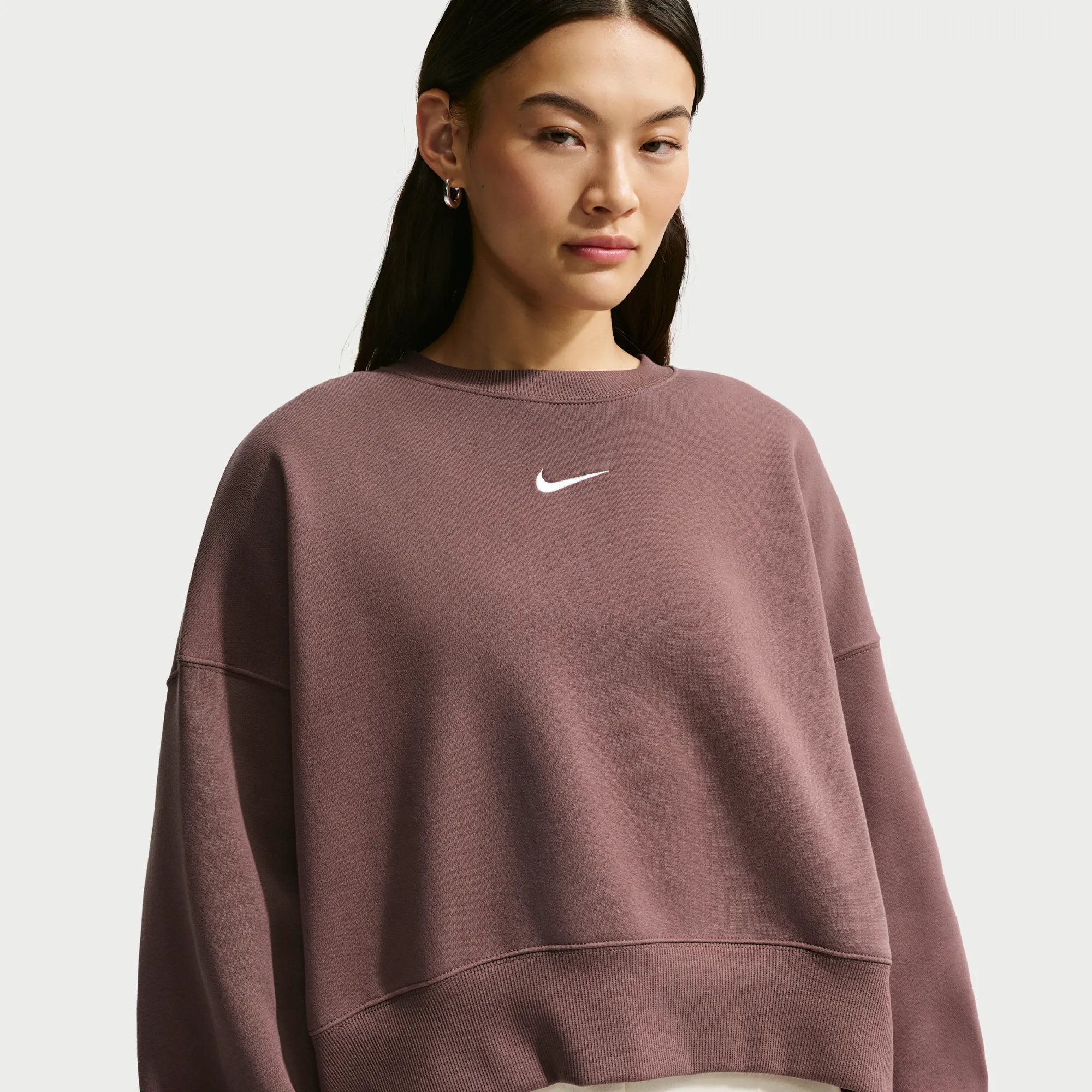Nike Phoenix Fleece Women's Over-Oversized Crew-Neck Sweatshirt - Purple - Cotton/Polyester