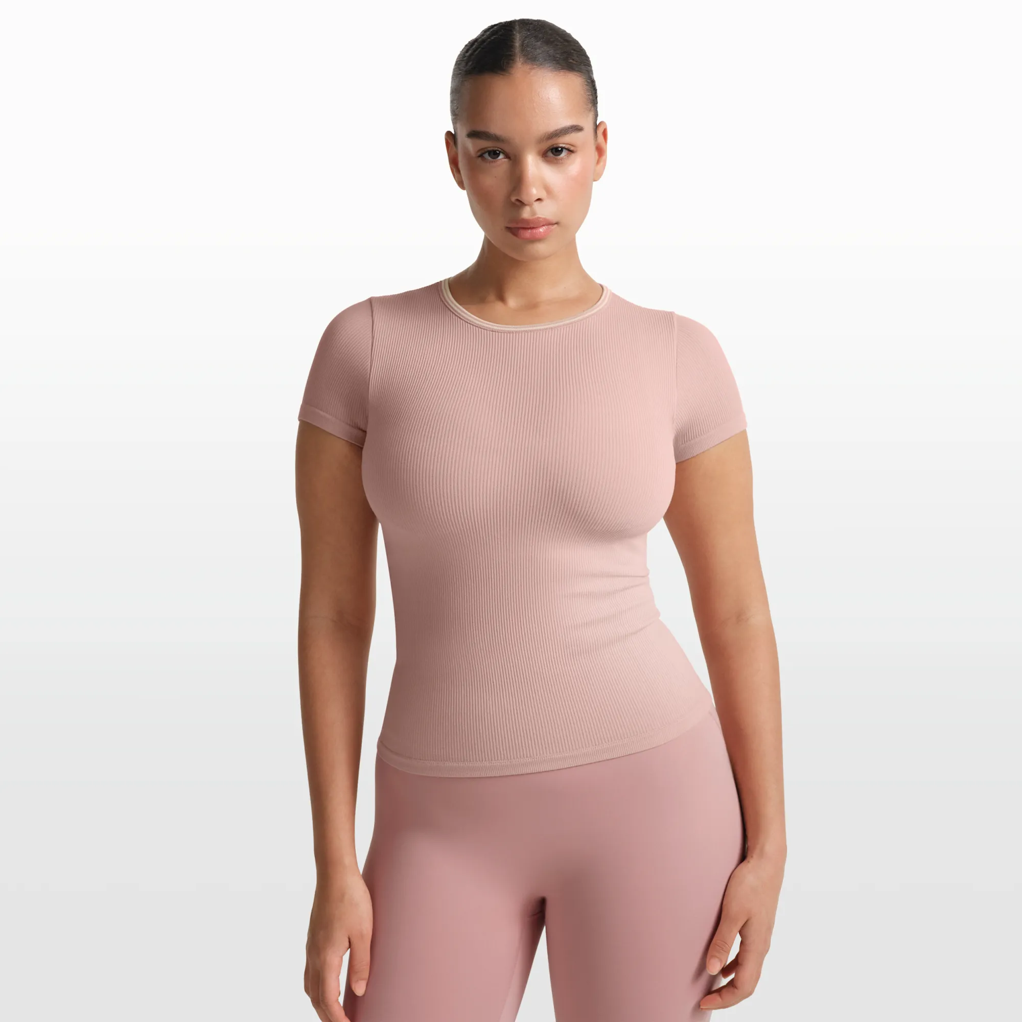 NikeSKIMS Ribbed Seamless Women's Short-Sleeve Top - Pink - Nylon/Elastane