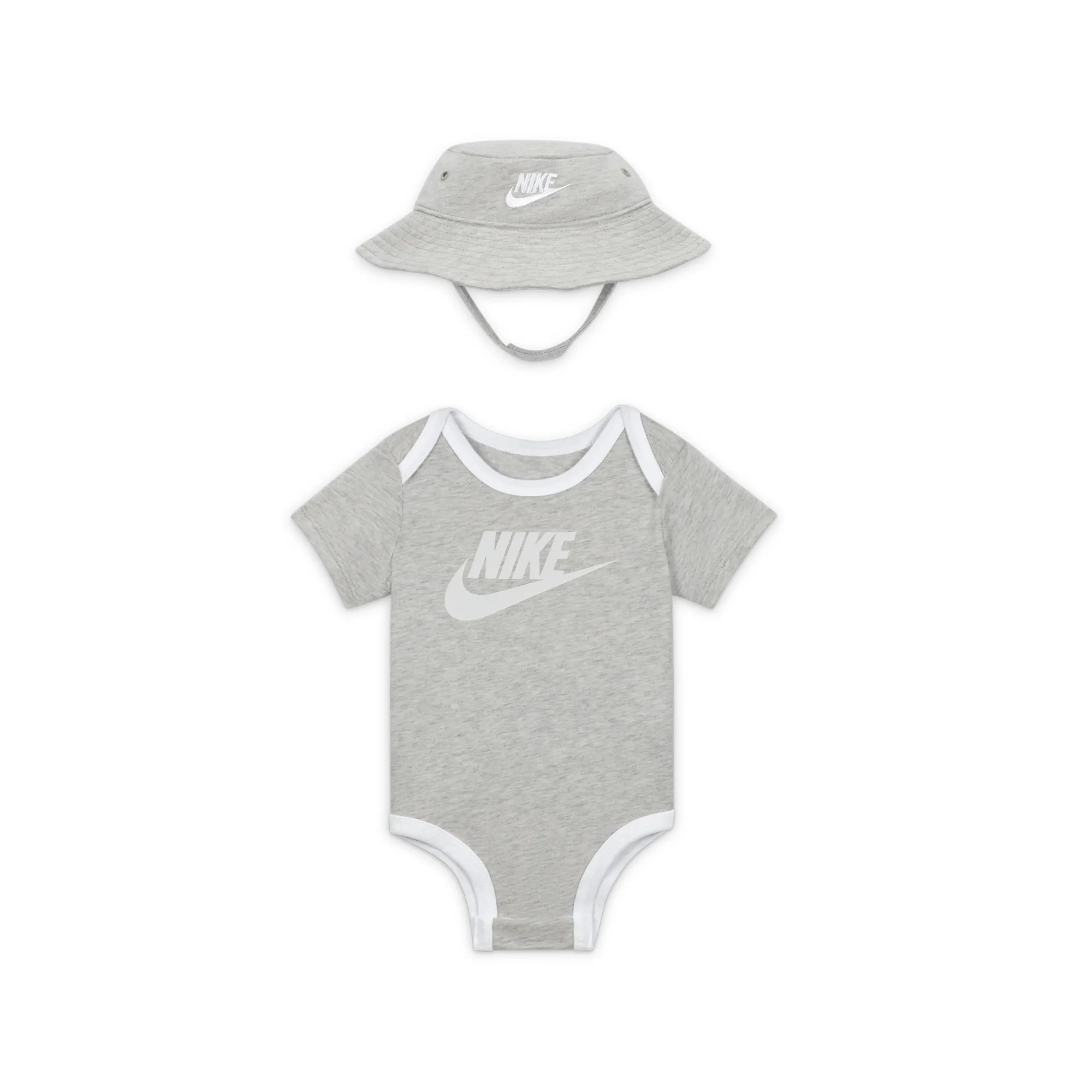 Nike Baby Core Bucket Hat and Bodysuit Set - Grey - Cotton