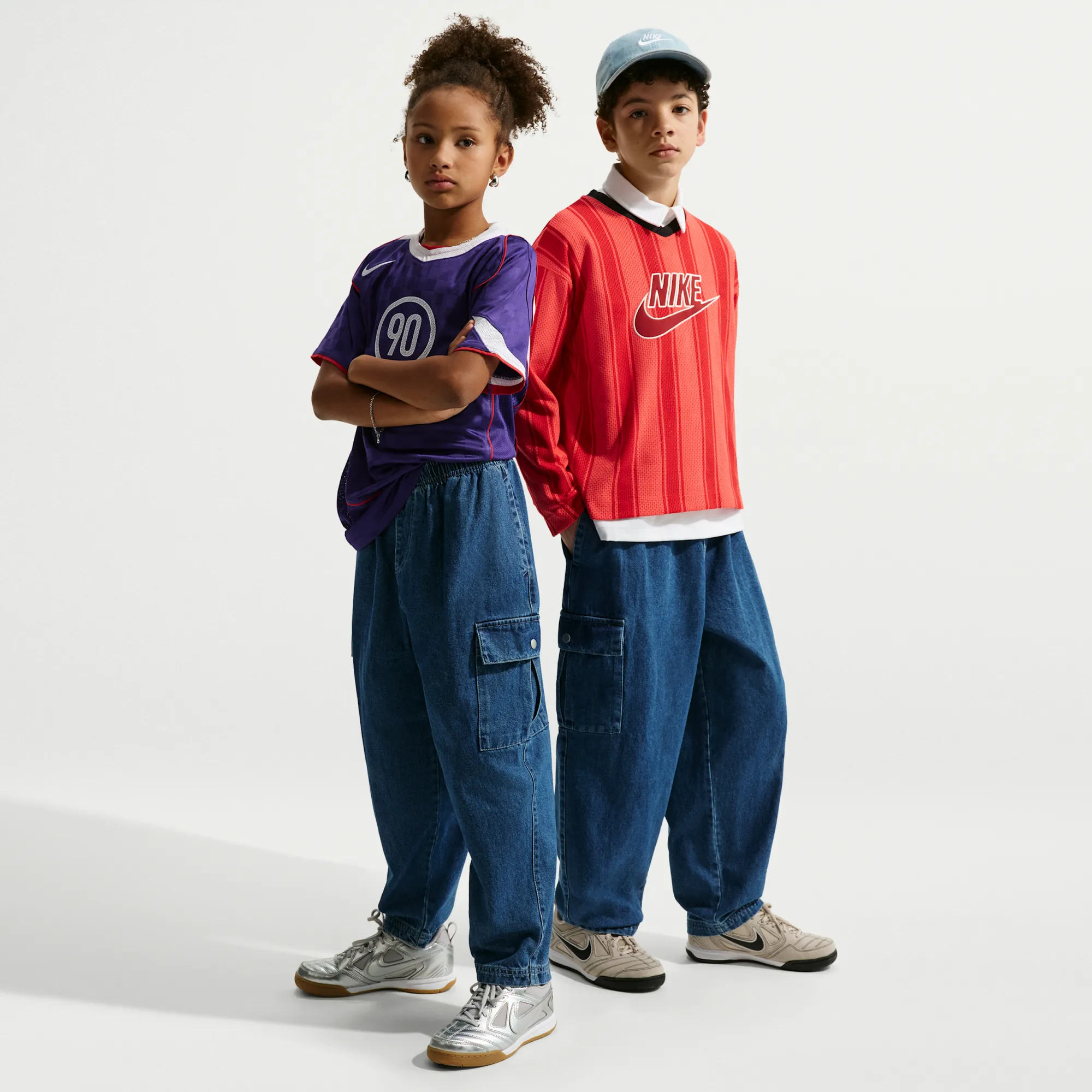 Nike Collection Older Kids' Denim Cargo Trousers - Blue - Cotton