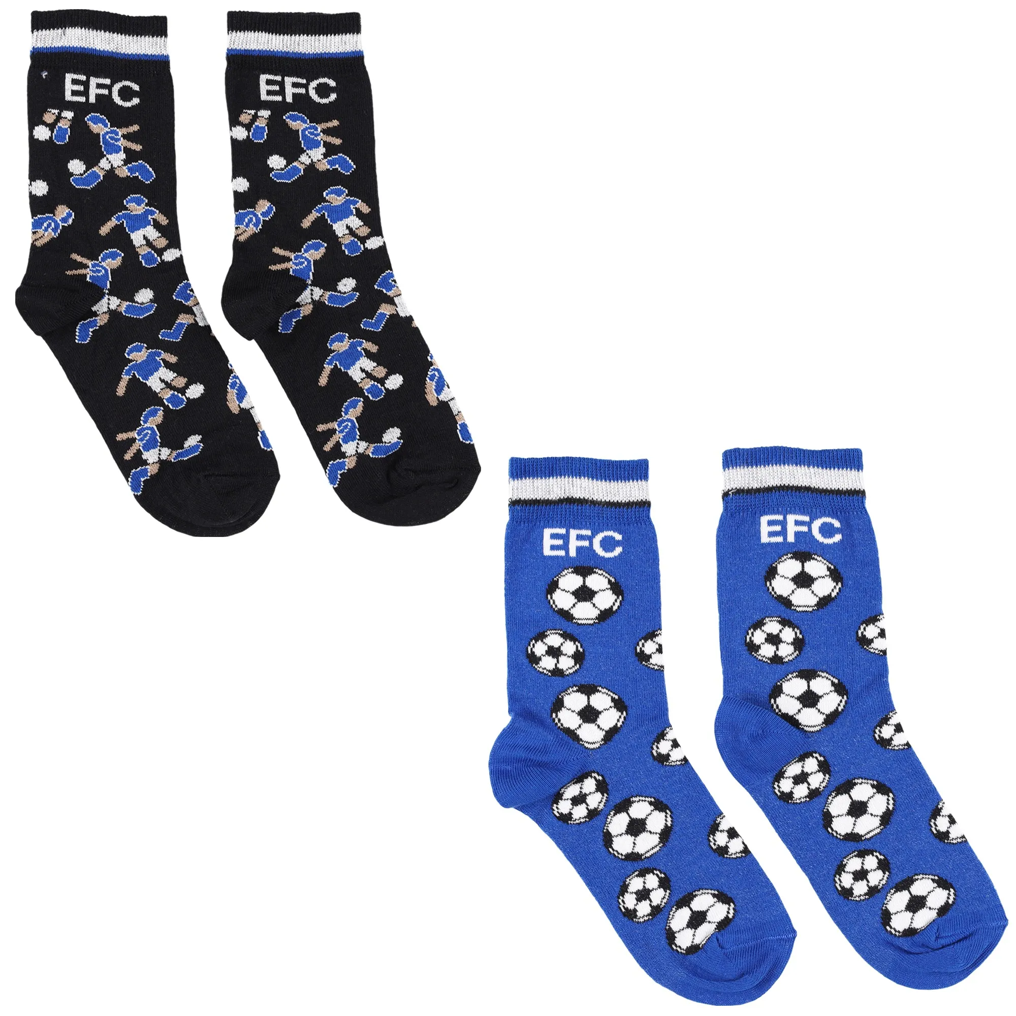 Everton 2 Pack Pitch Socks - Black/Blue - Kids