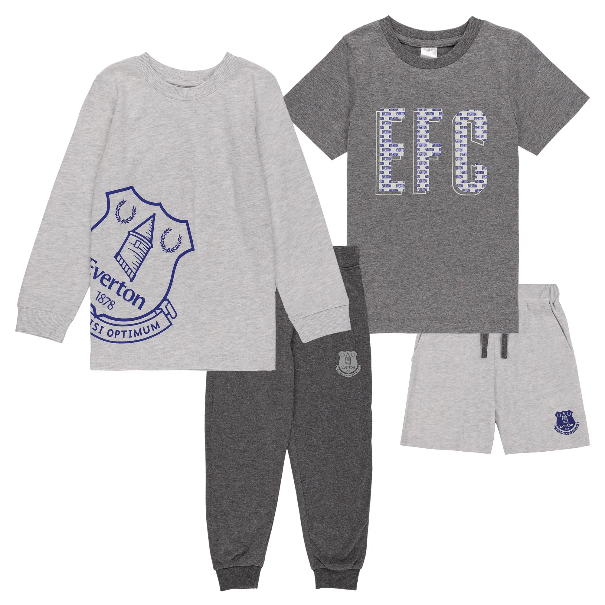 Everton 2 Pack Pyjamas - Grey - Boys