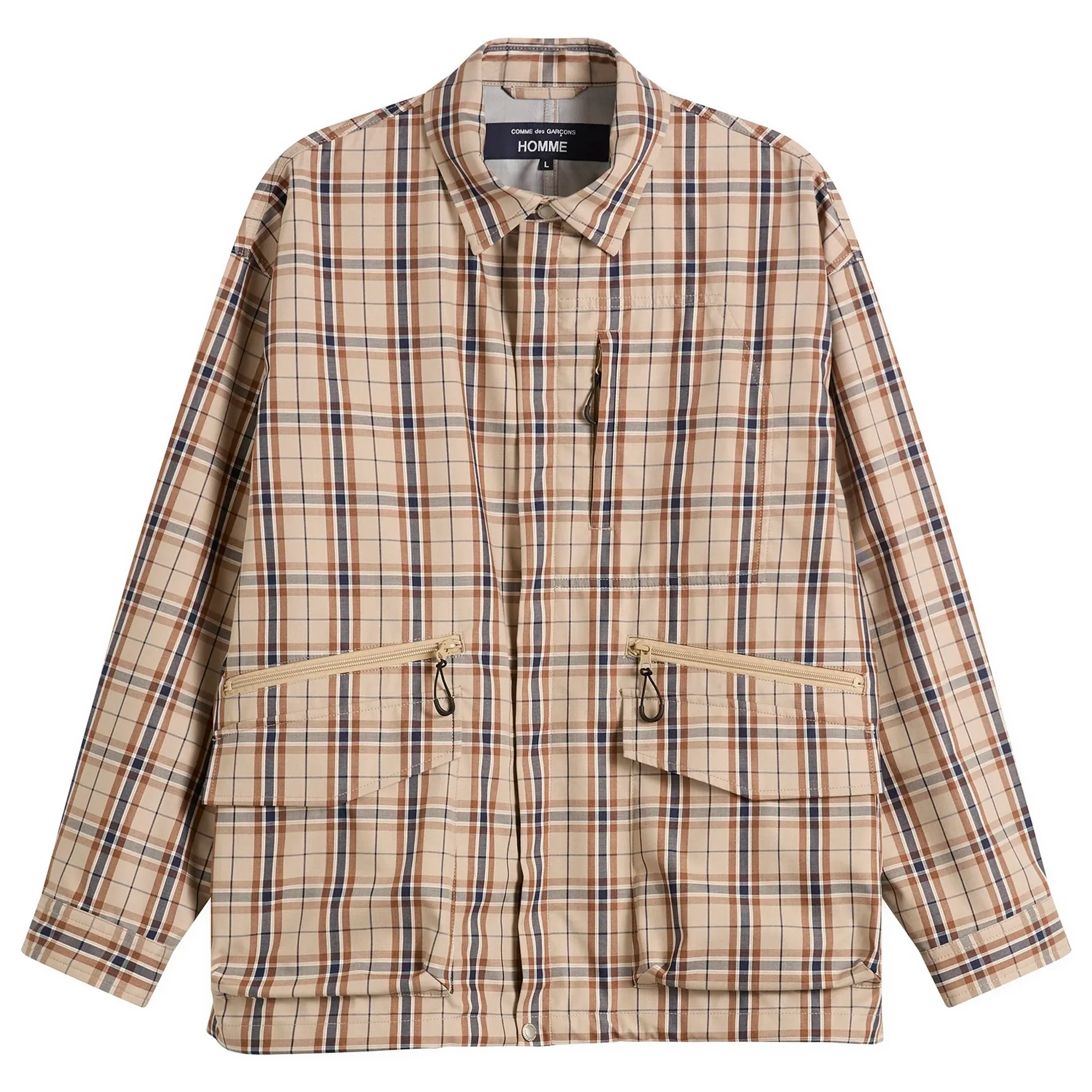 Comme des Garçons Homme Men's Check Triple Layer Jacket Beige/Navy/Brown