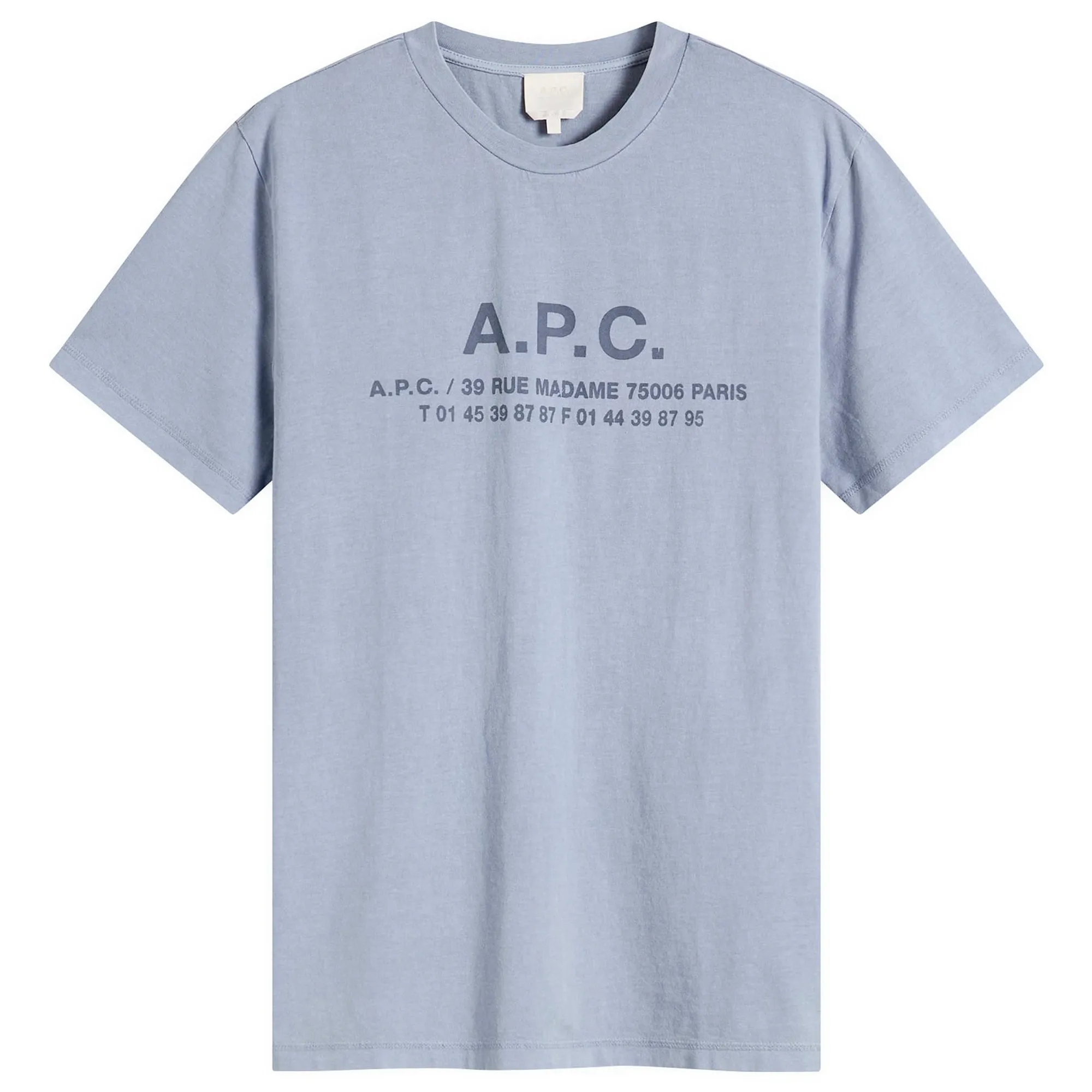 A.P.C. Men's T-Shirt Adresse Light Blue
