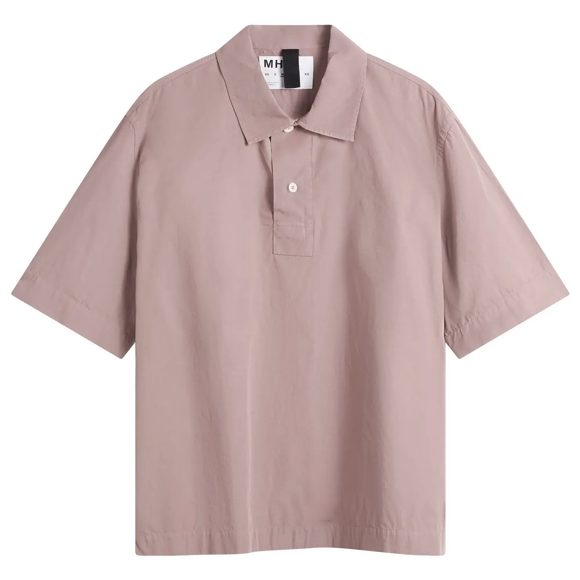 MHL by Margaret Howell Men's Offset Placket Polo Mineral Pink