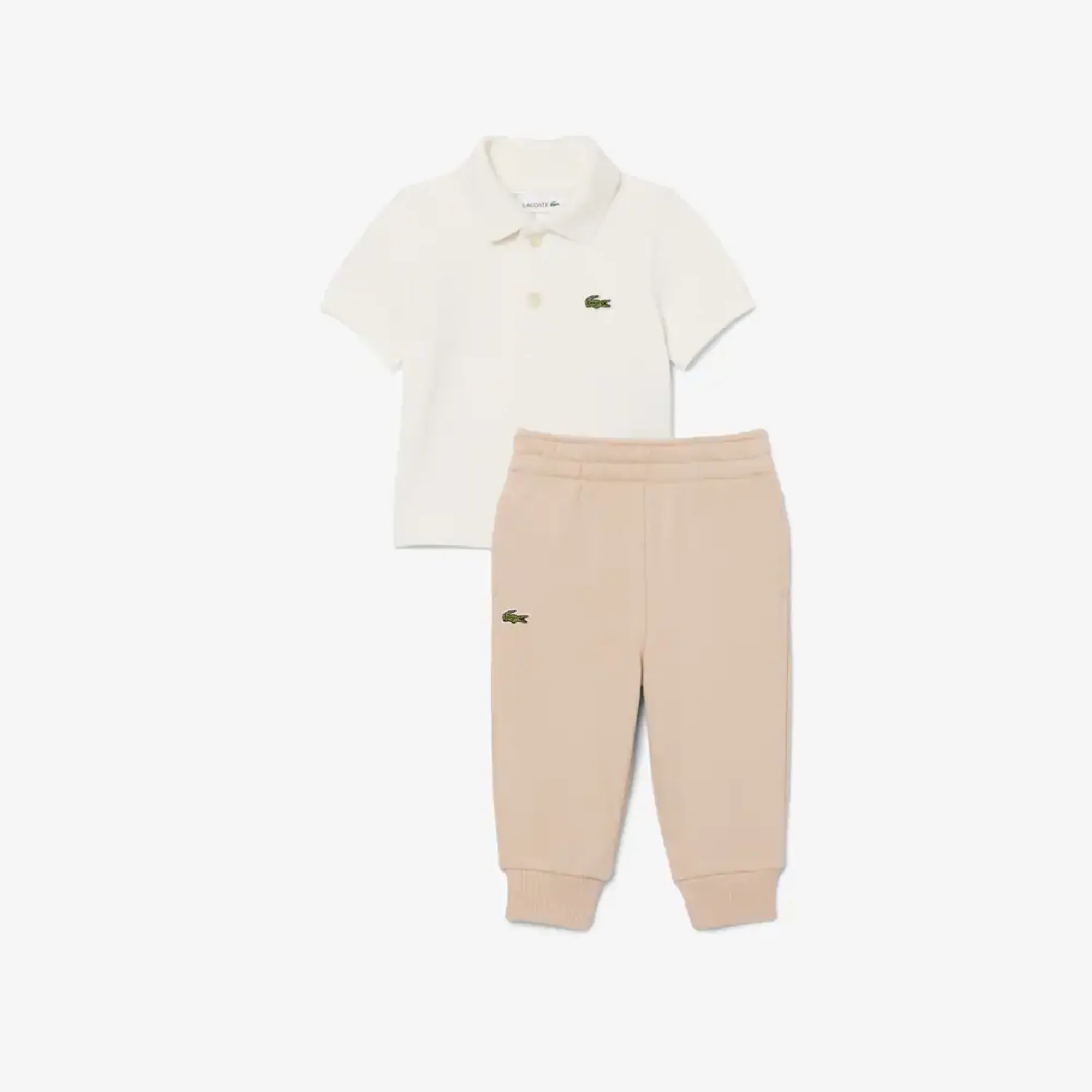 Lacoste Newborn Petit Piqué Polo Set - White
