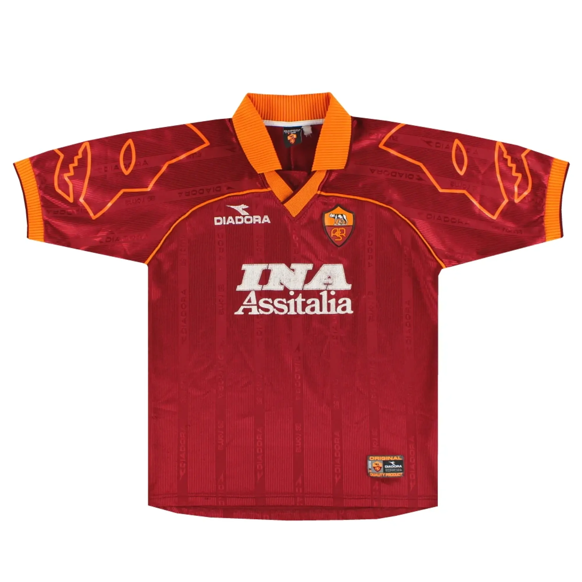 1999-00 Roma Diadora Home Shirt L - Roma / Good 