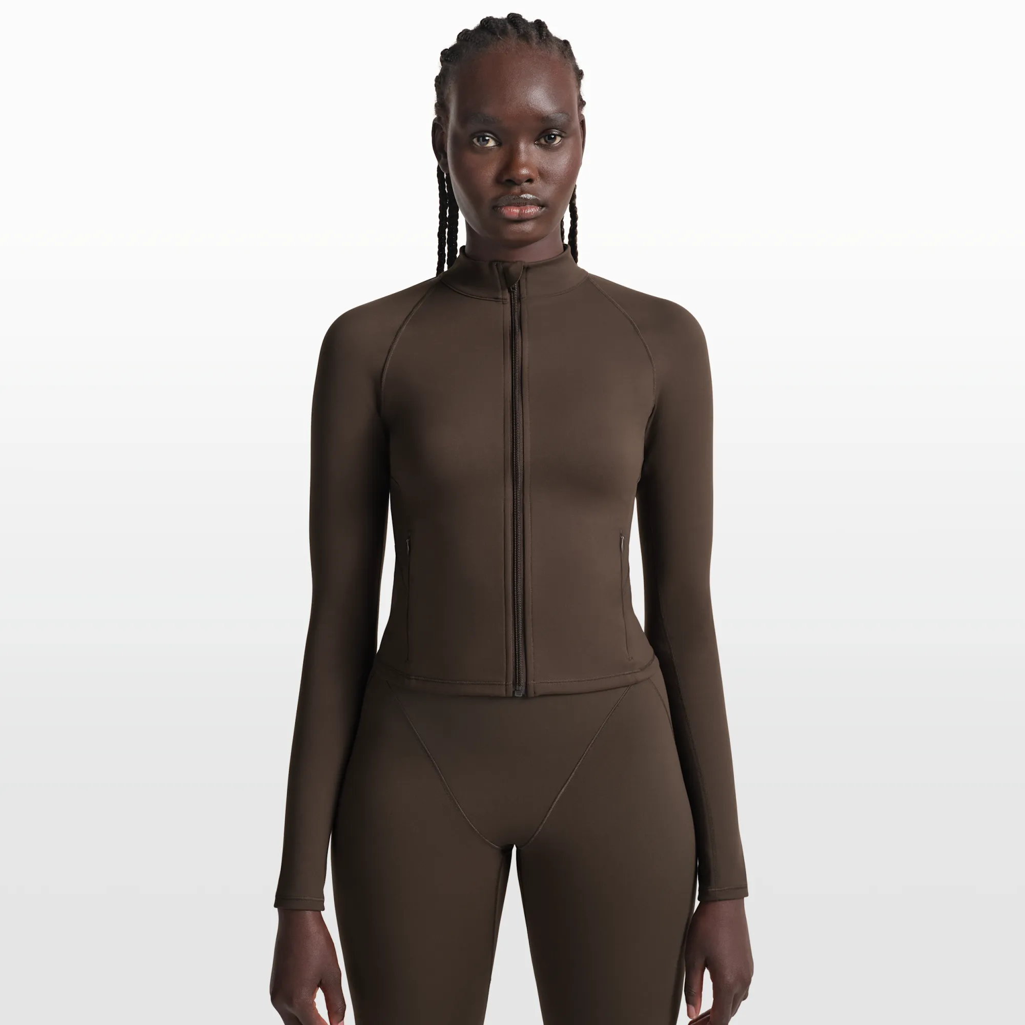 NikeSKIMS Matte Women's Mock-Neck Full-Zip Jacket - Brown