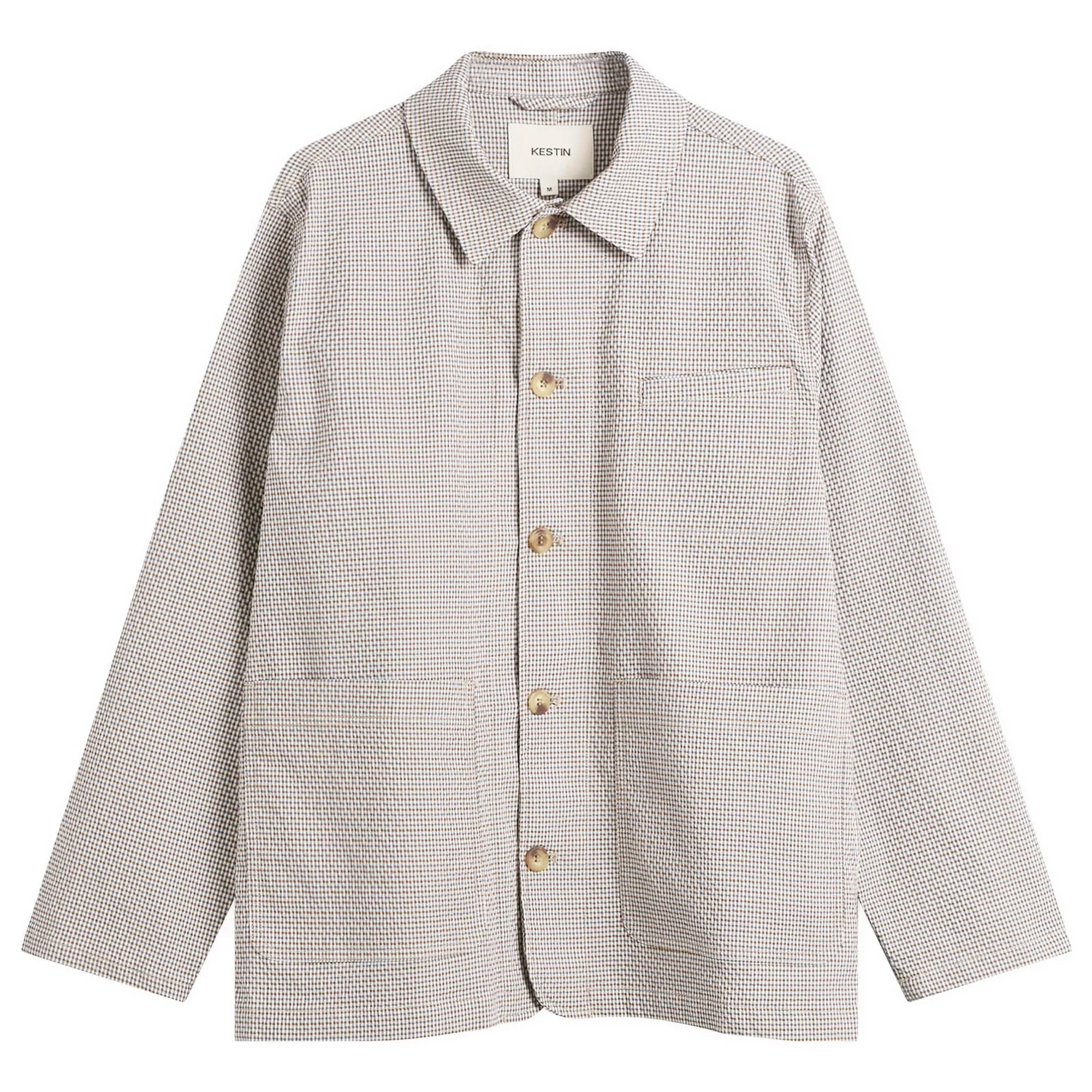 Kestin Men's Seersucker Huntly Jacket Brown Mini Check
