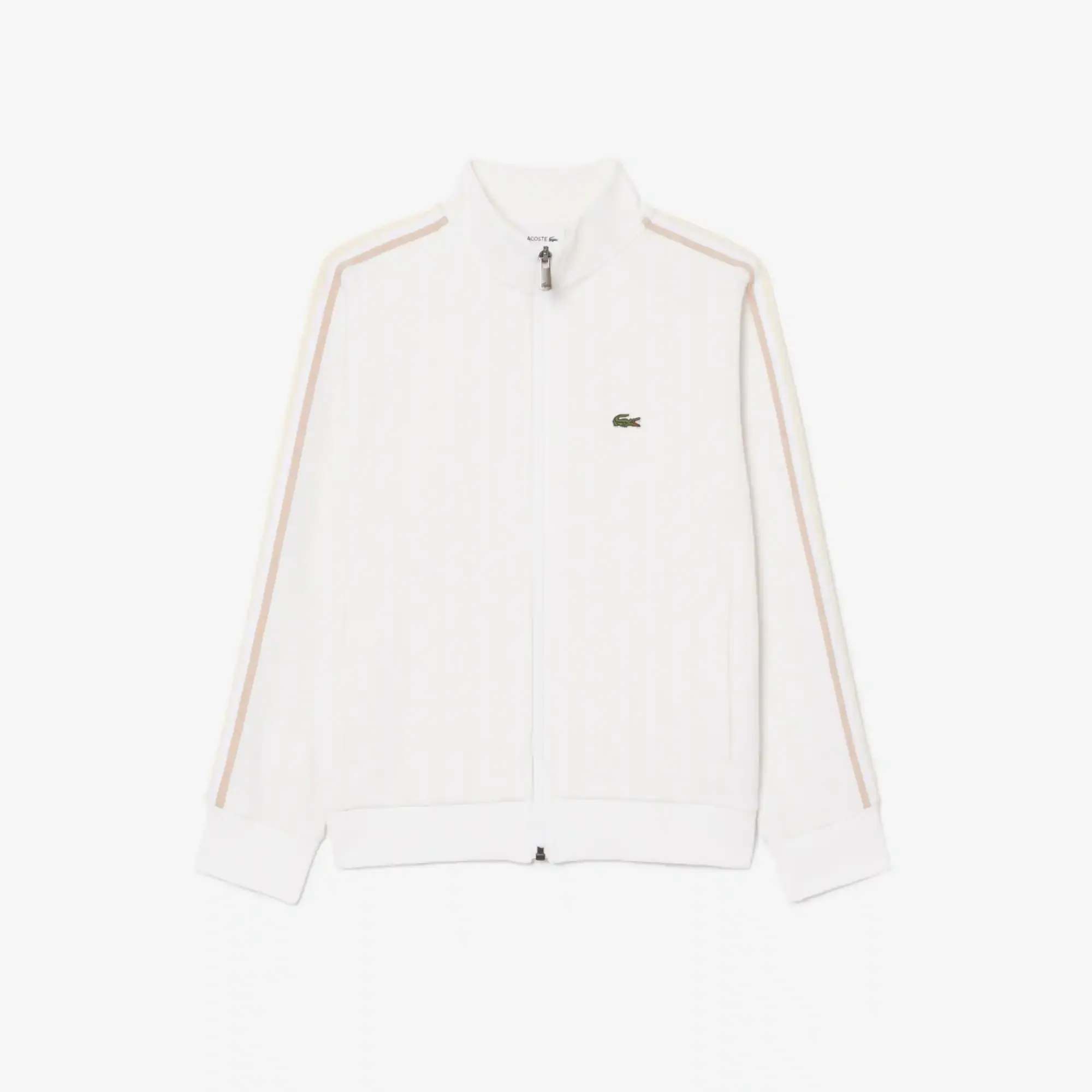 Lacoste Unisex High Neck Zipped Monogram Sweatshirt - White