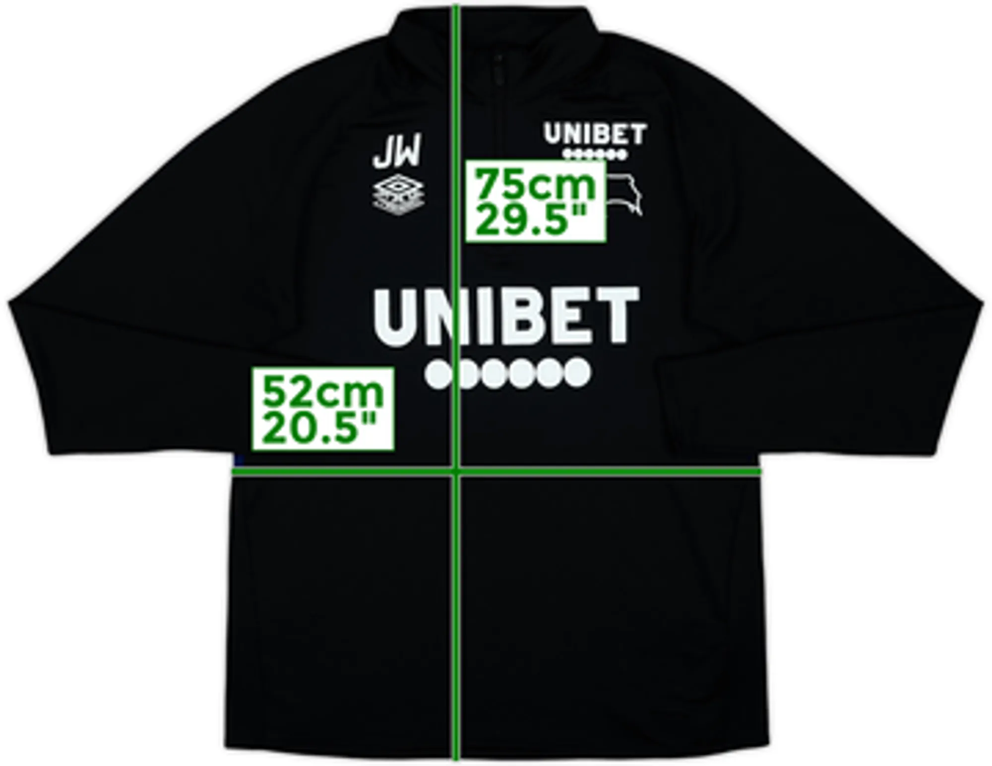 2018-19 Derby County Umbro Staff Issue 1/4 Zip Drill Top JW - 7/10 - (L)