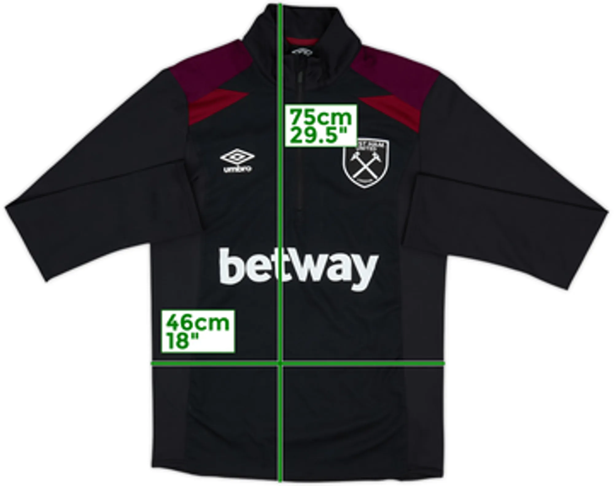2017-18 West Ham Umbro 1/2 Zip Drill Top - 8/10 - (S)