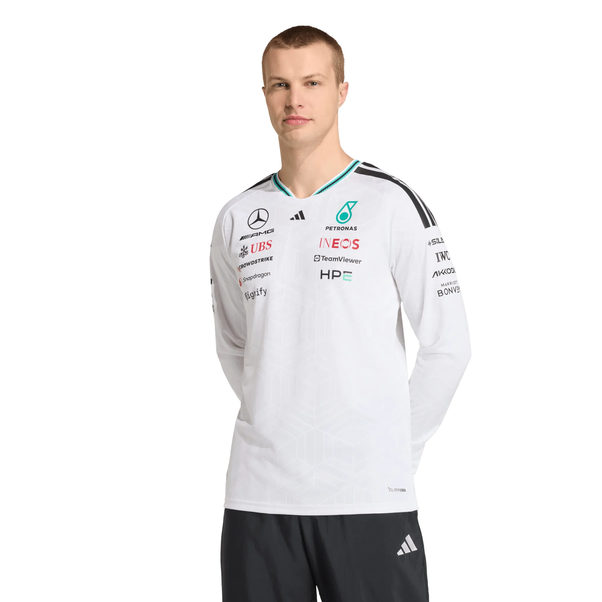 Mercedes AMG Petronas adidas Authentic Team Driver Long Sleeve T-Shirt - White