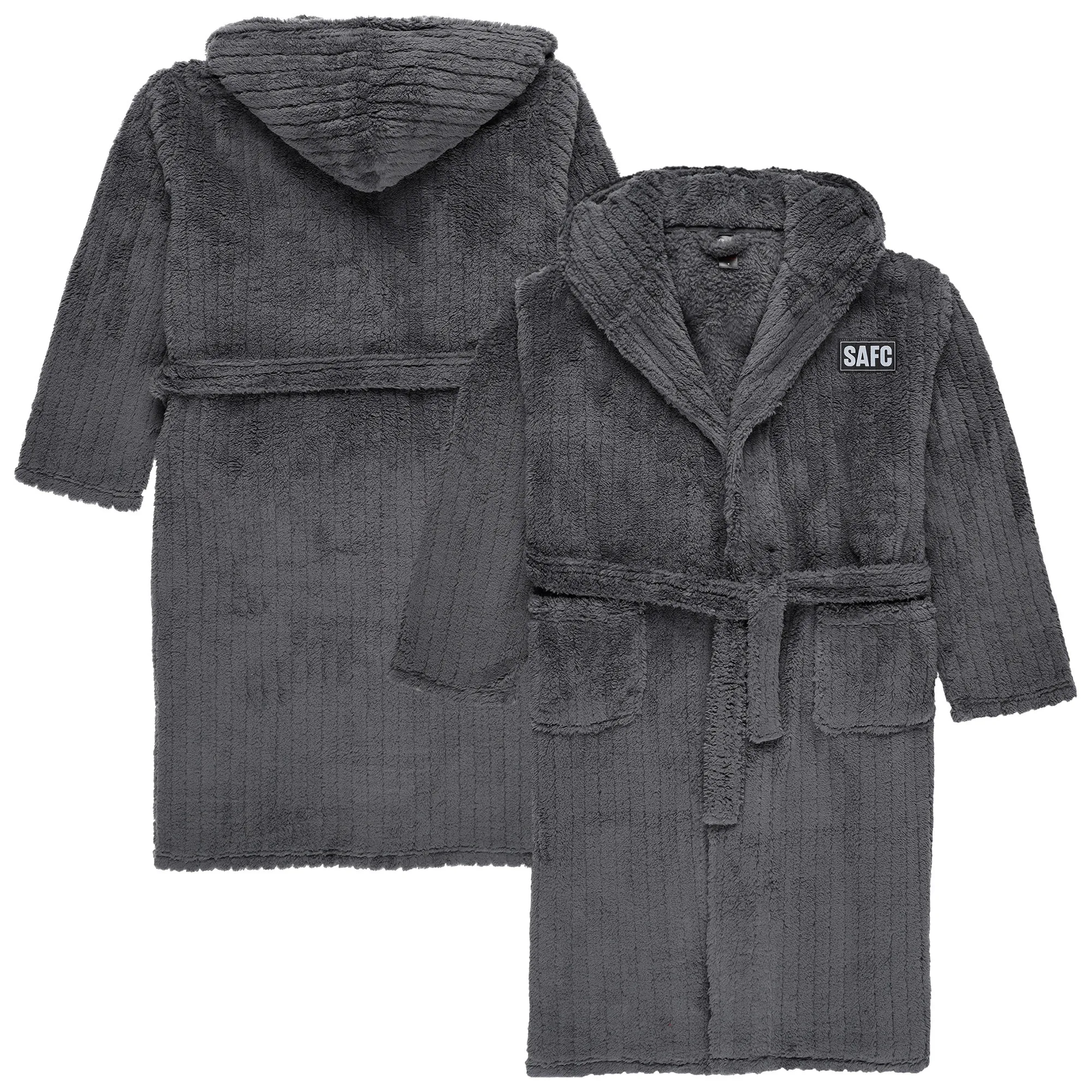 Sunderland Fleece Hooded Robe - Grey - Mens