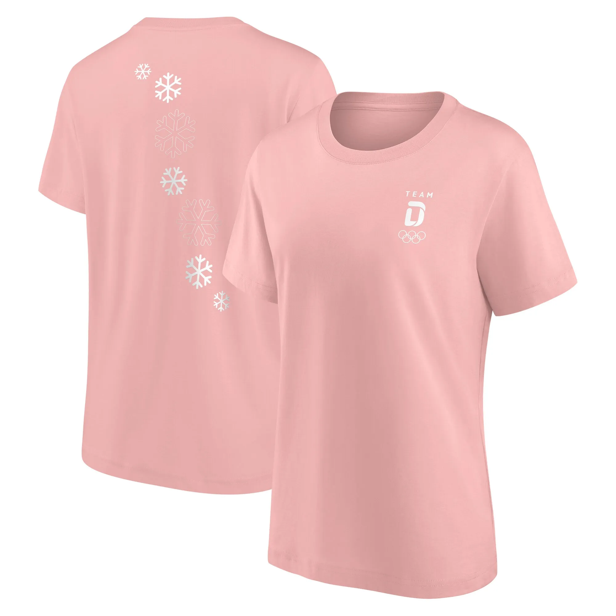 Team D Snowflake Graphic T-Shirt - Pink - Womens