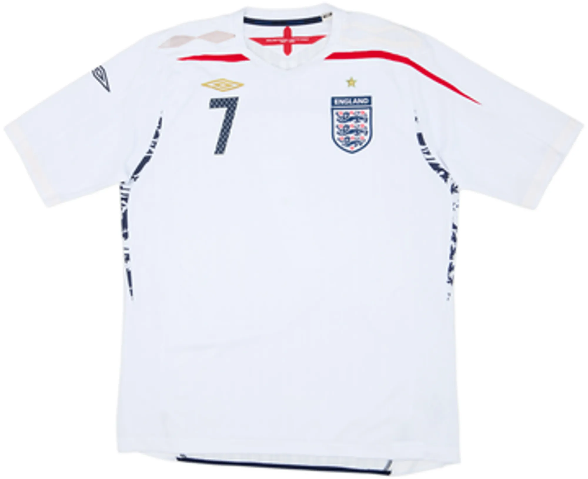 2007-09 England Home Shirt Beckham #7 - 4/10 - (XL)