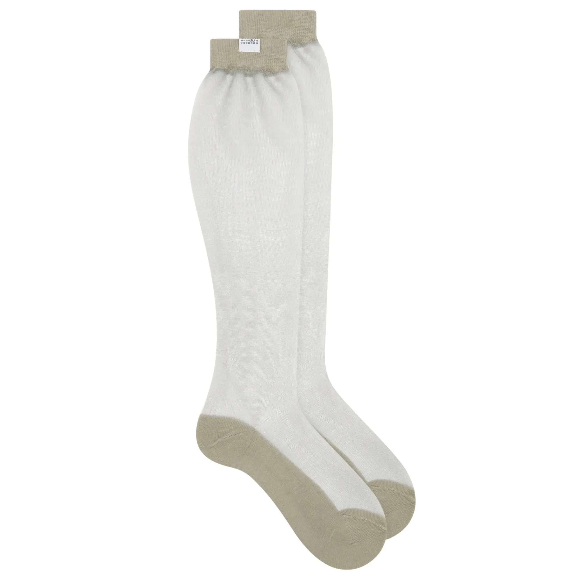 MM6 Maison Margiela Women's Sheer Knee High Socks Dark Grey Melange