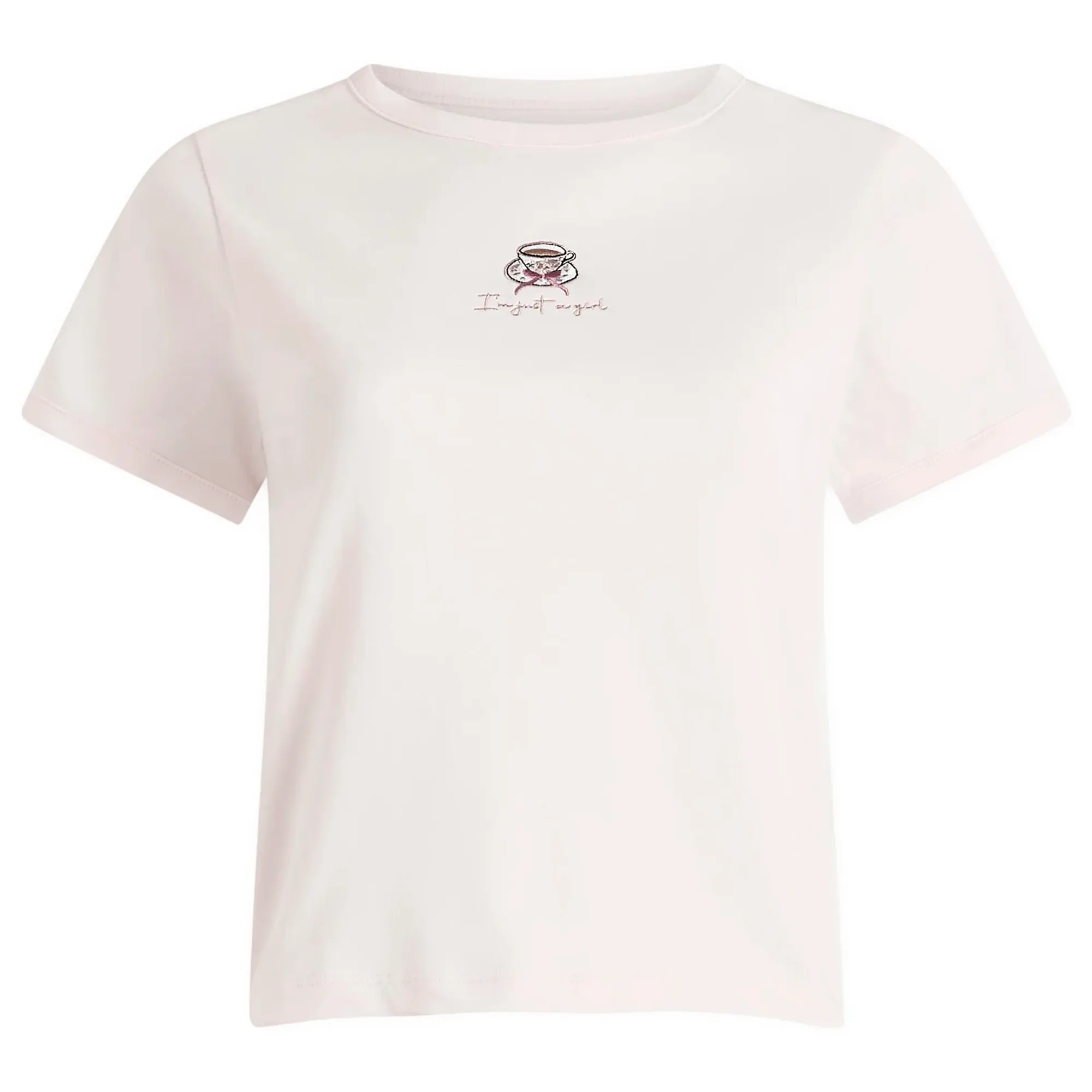 House Of Sunny Women's Im Just A Girl Baby Tee Blush