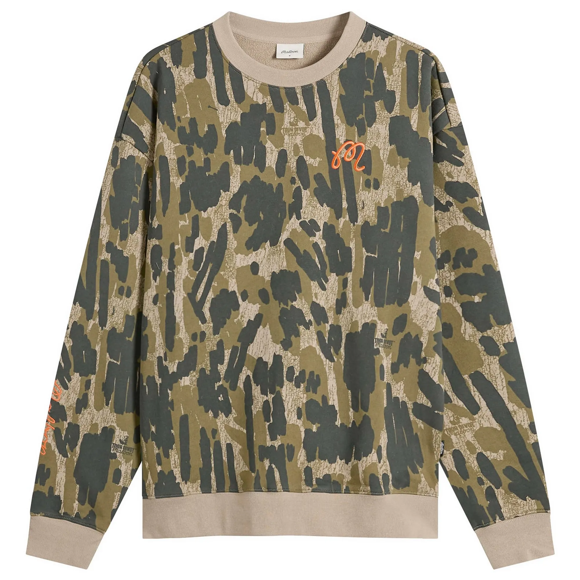 Malbon Men's Range Tour Divot Camo Sweatshirt Bark Camo