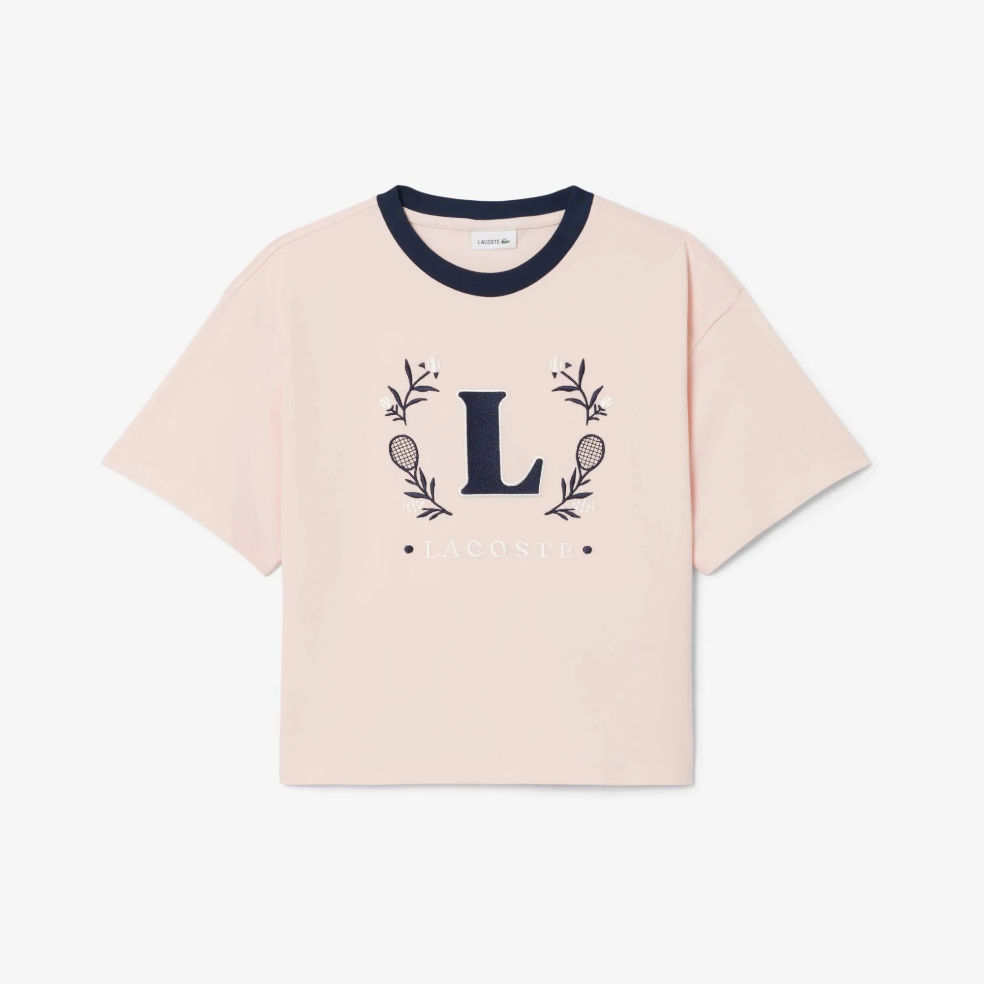 Lacoste Contrast Badge Cotton T-shirt - Light Pink