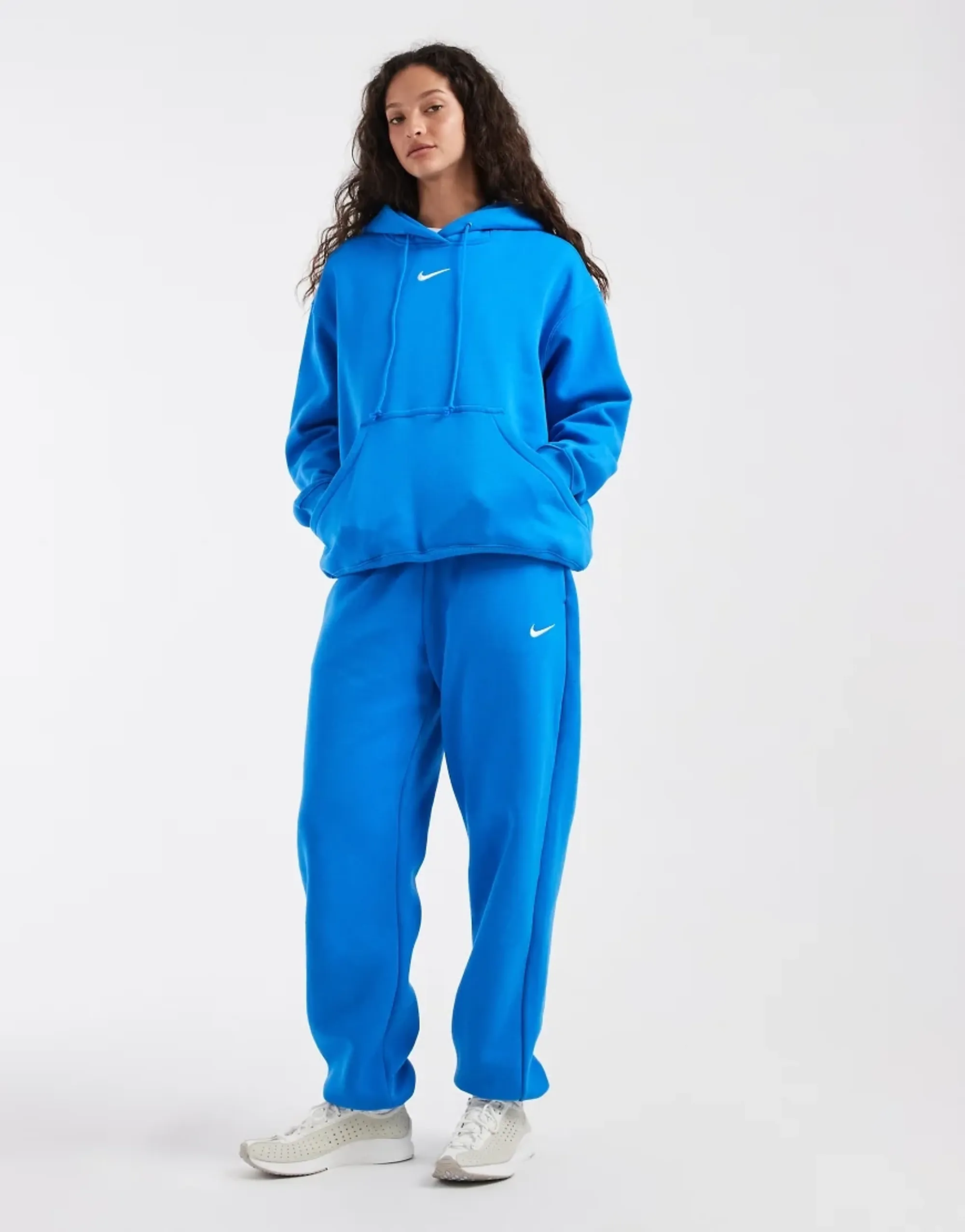 Nike Phoenix Fleece High Waisted Oversized Cuffed Joggers In Blue